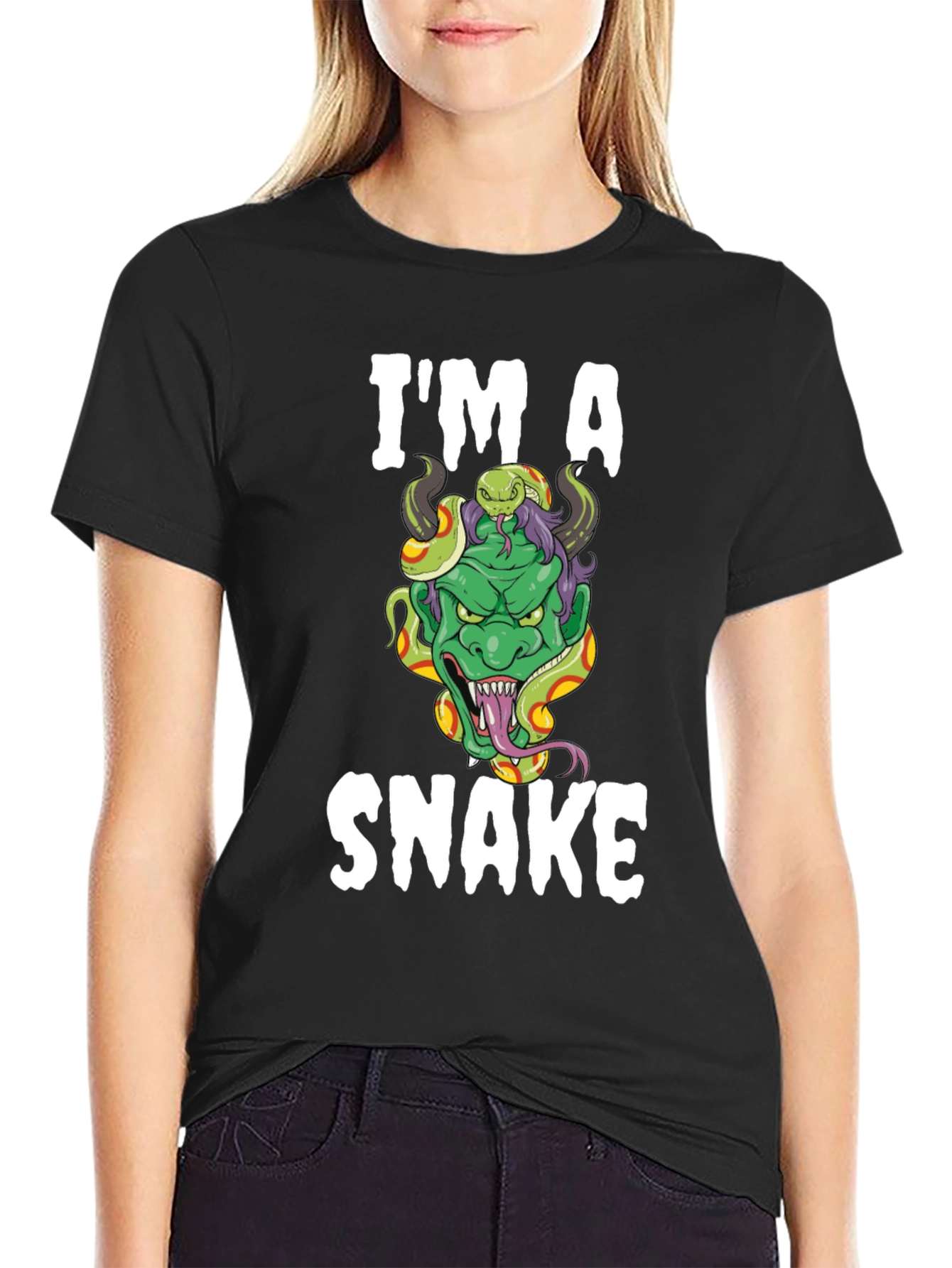 Black I'm A Snake Graphic T-Shirt view 2