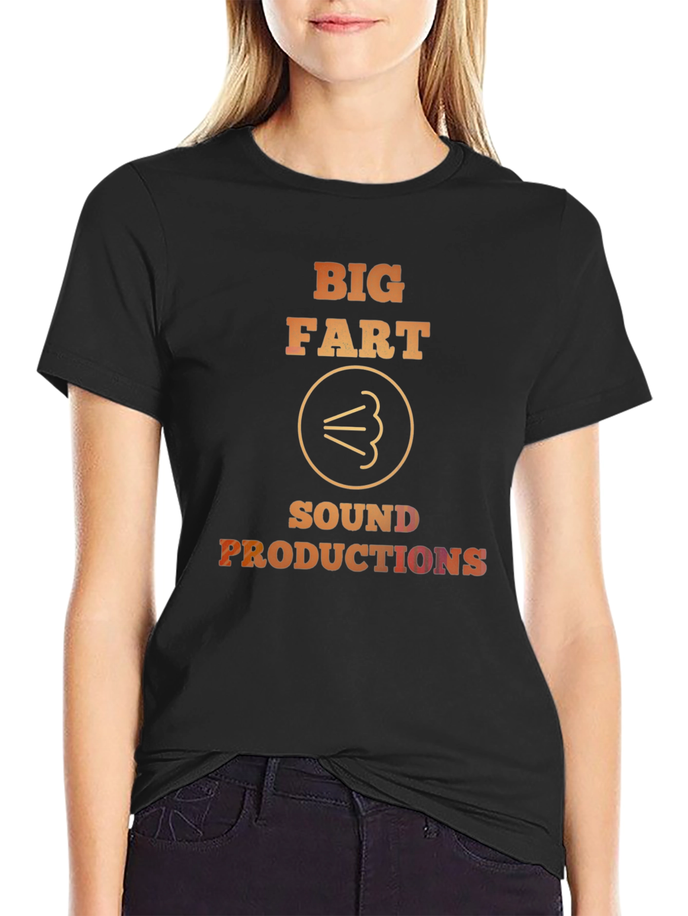 Black Big Fart Sound Productions Novelty T-Shirt view 2