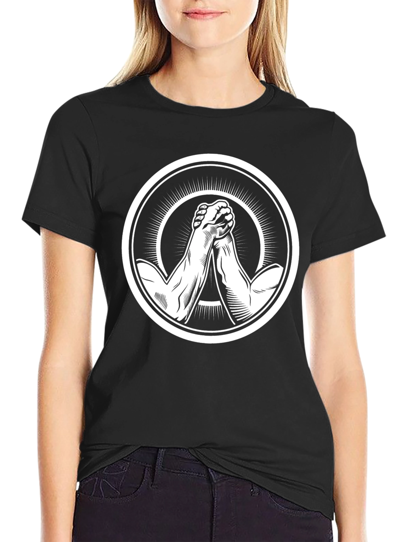 Black Arm Wrestling Graphic T-Shirt - Black view 2