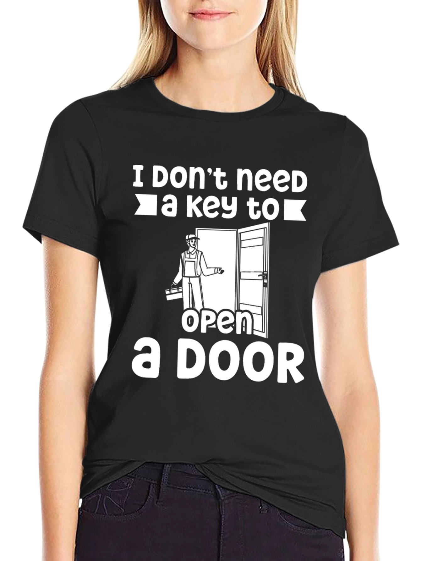 Black Funny Locksmith T-Shirt - I Don't Need a Key! view 2