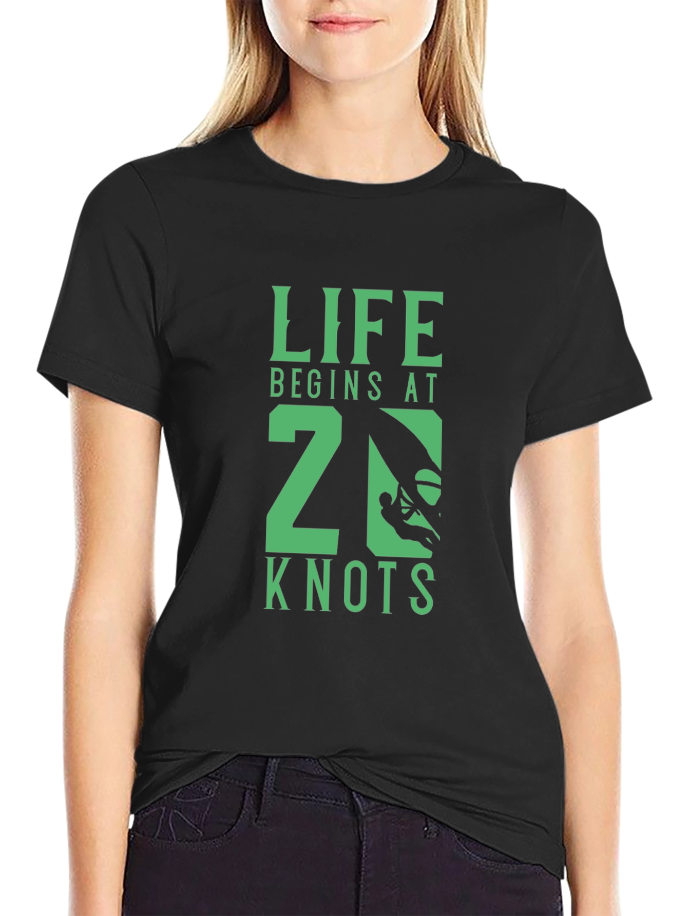 Black Life Begins at 20 Knots Graphic Tee - Black view 2