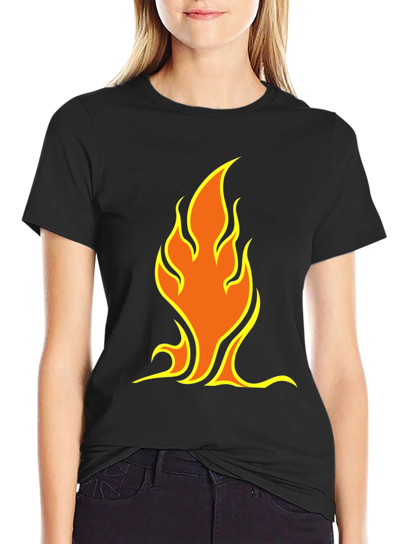 Black Flame Graphic Tee - Black Short Sleeve Shirt view 2