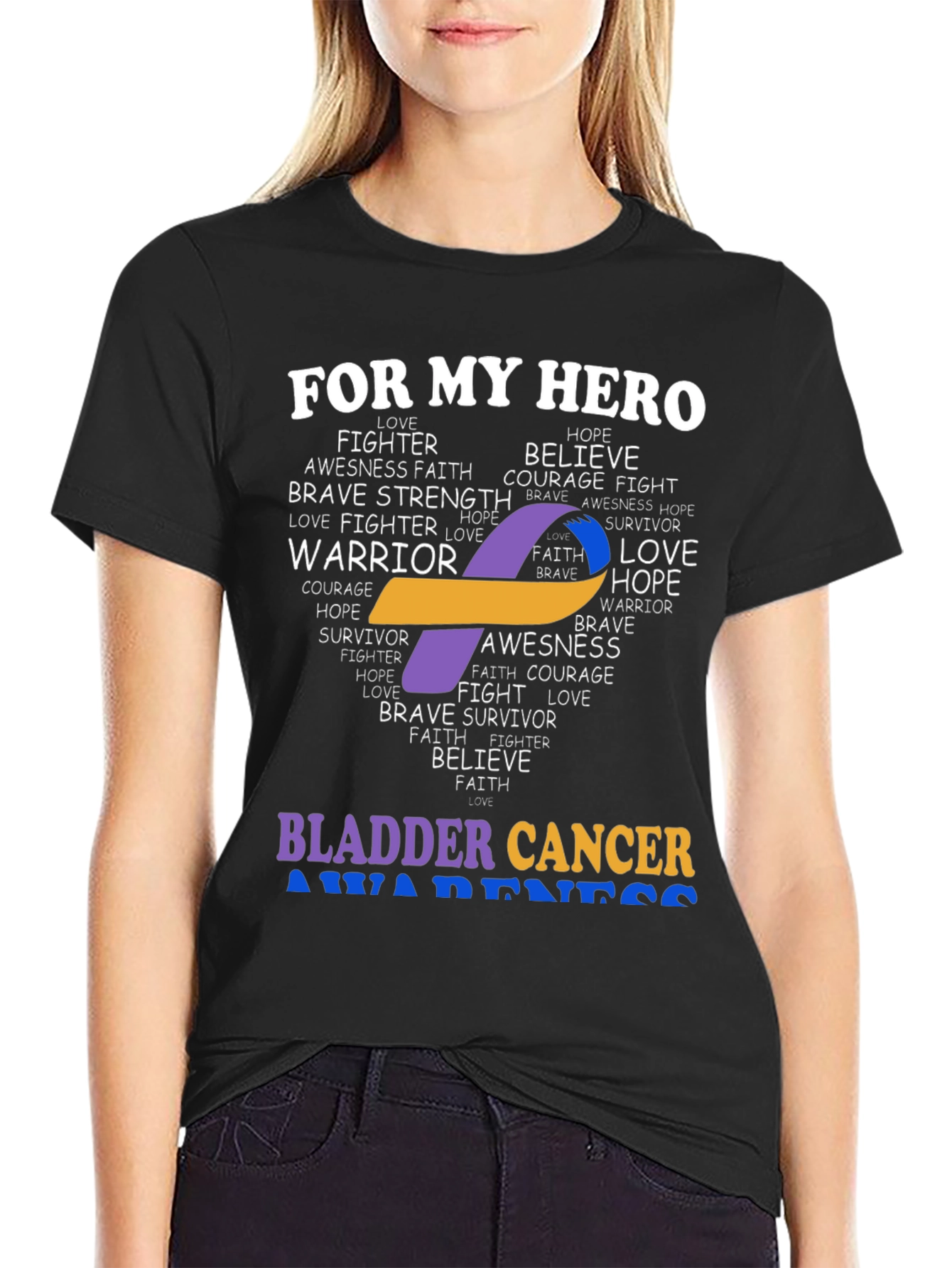 Bladder Cancer Awareness T-Shirt - For My Hero - 2
