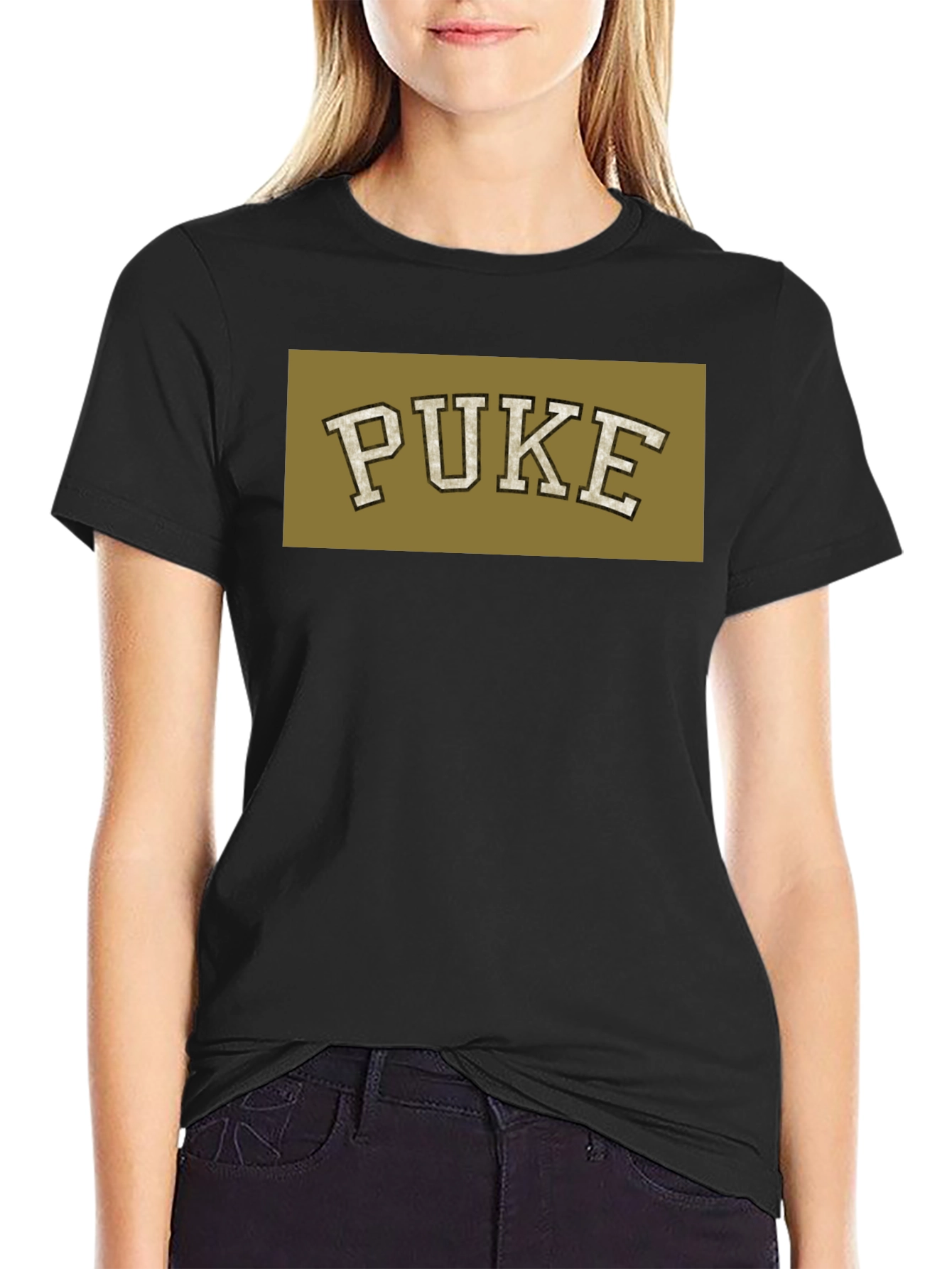 Black Puke Graphic Black T-Shirt - Novelty Humor Tee view 2