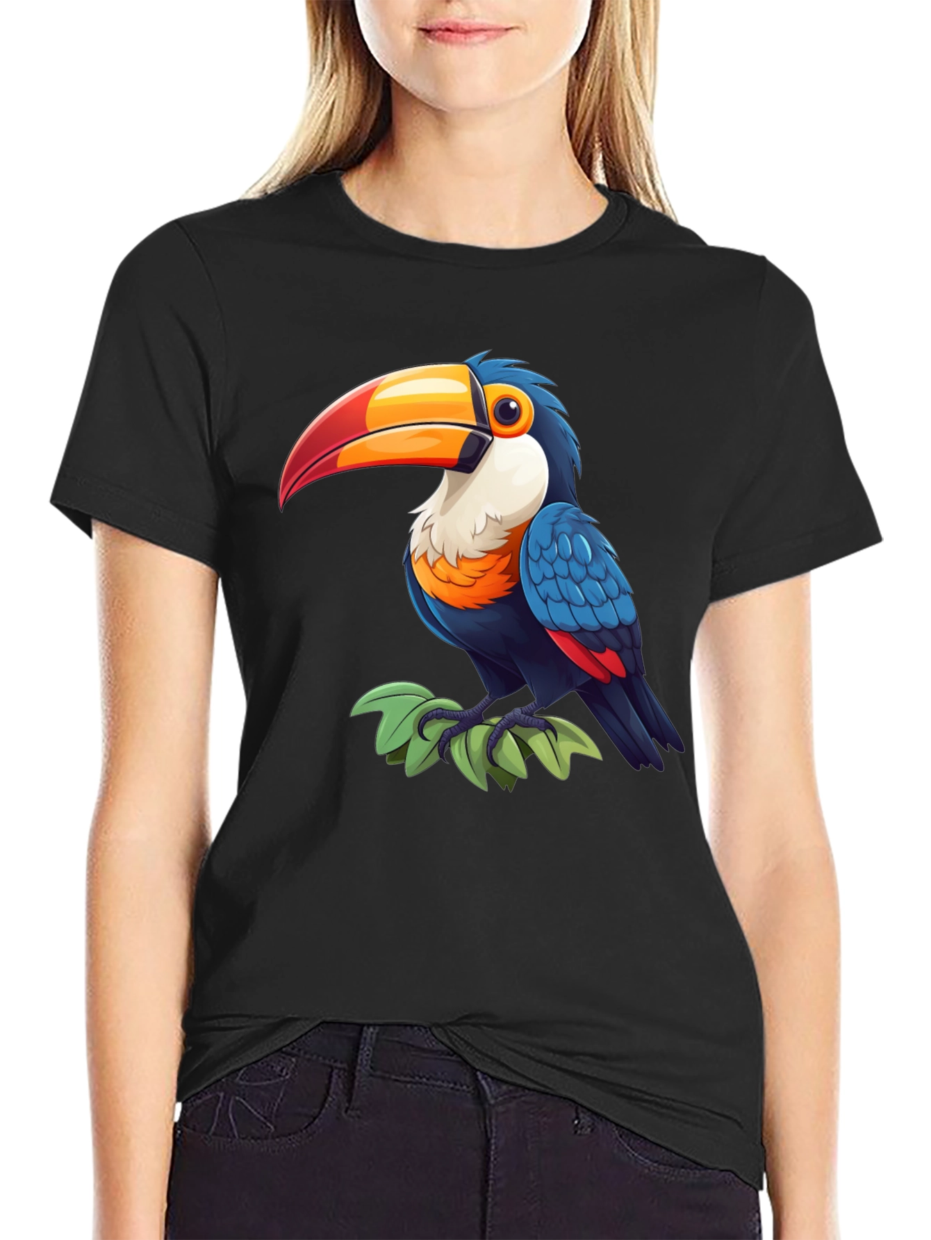 Black Toucan Graphic Tee - Tropical Bird Shirt view 2