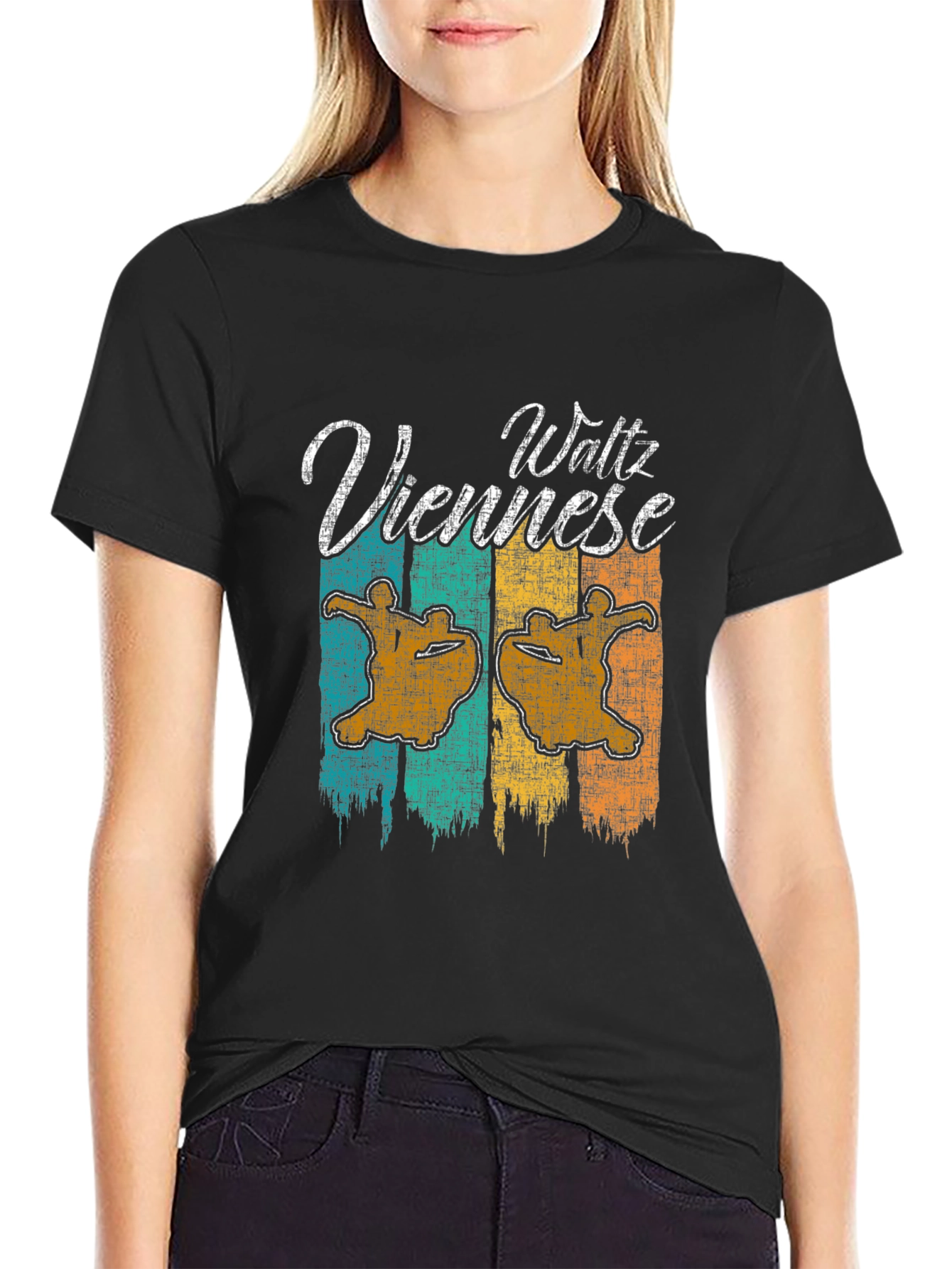 Black Viennese Waltz Retro Graphic T-Shirt view 2