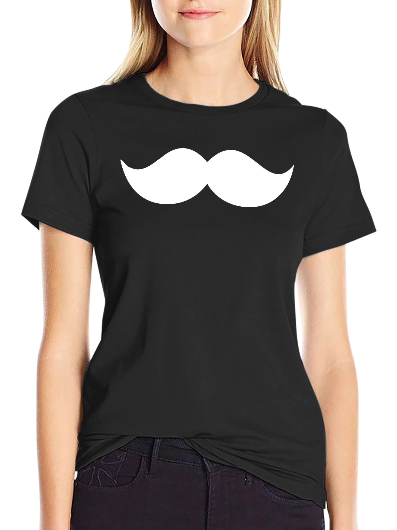 Black Mustache Graphic Tee - Classic Fun Design view 2