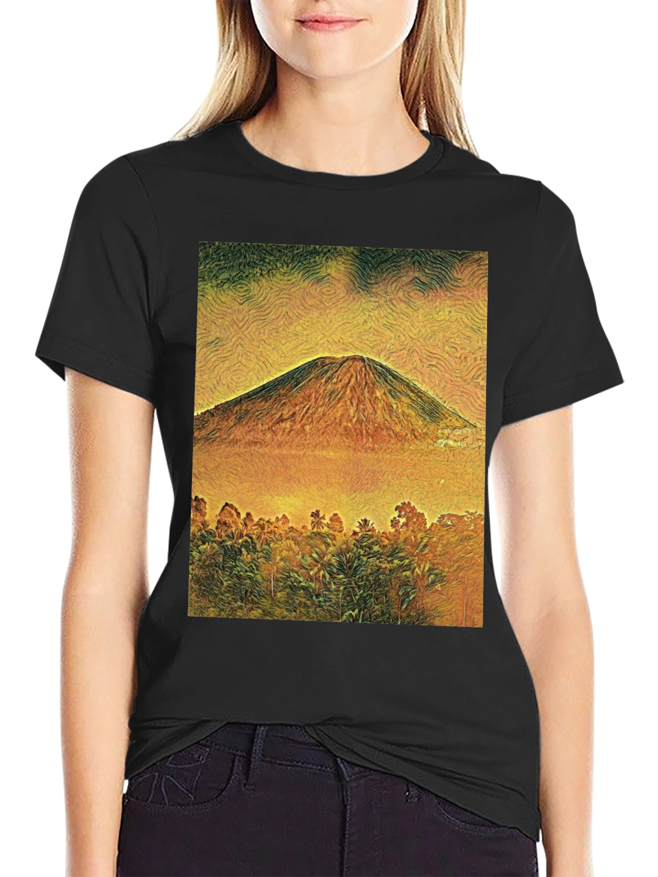 Black Mountain View Graphic Tee - Black Unisex T-Shirt view 2