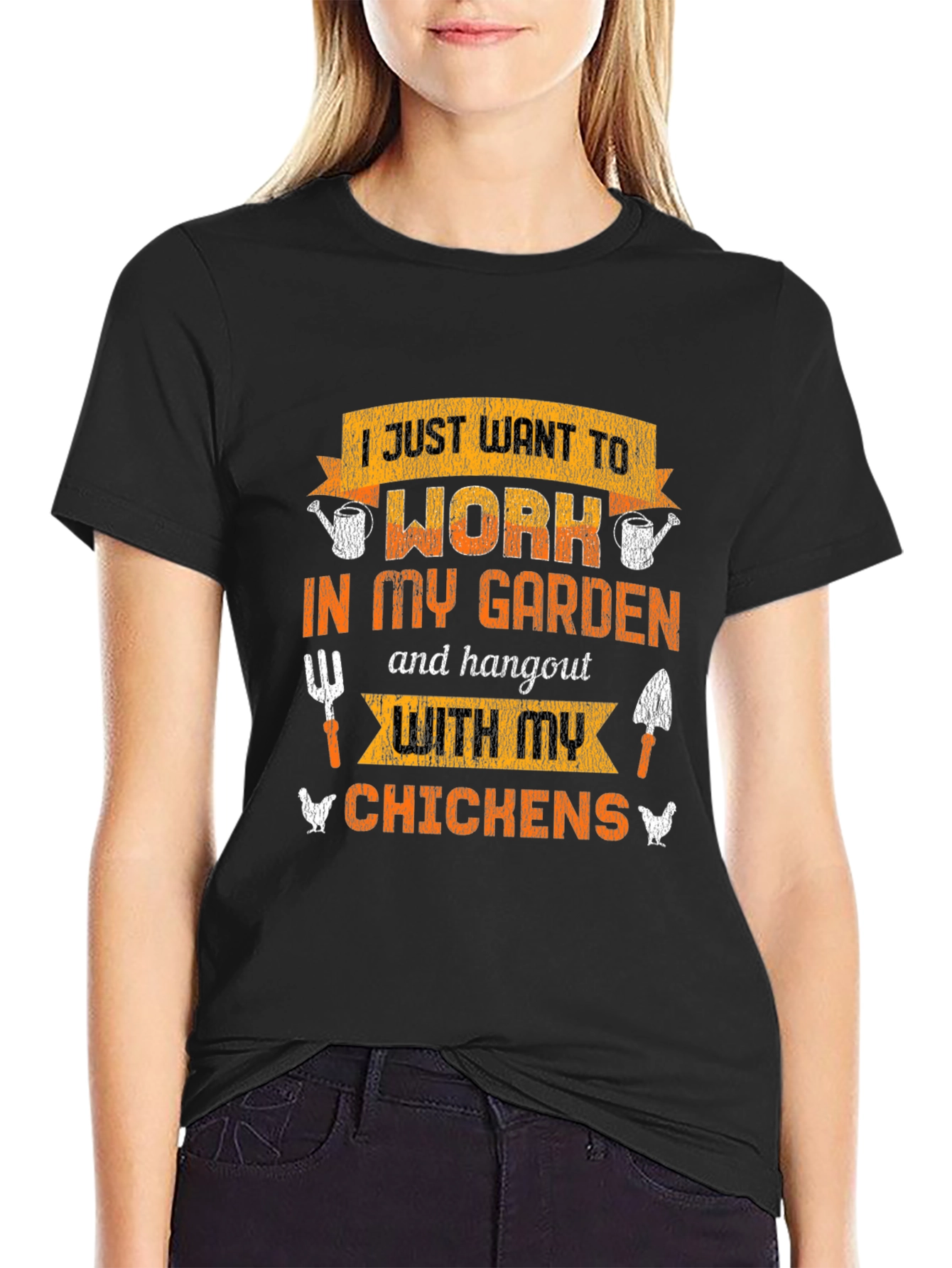 Black Gardening & Chicken Lover T-Shirt view 2
