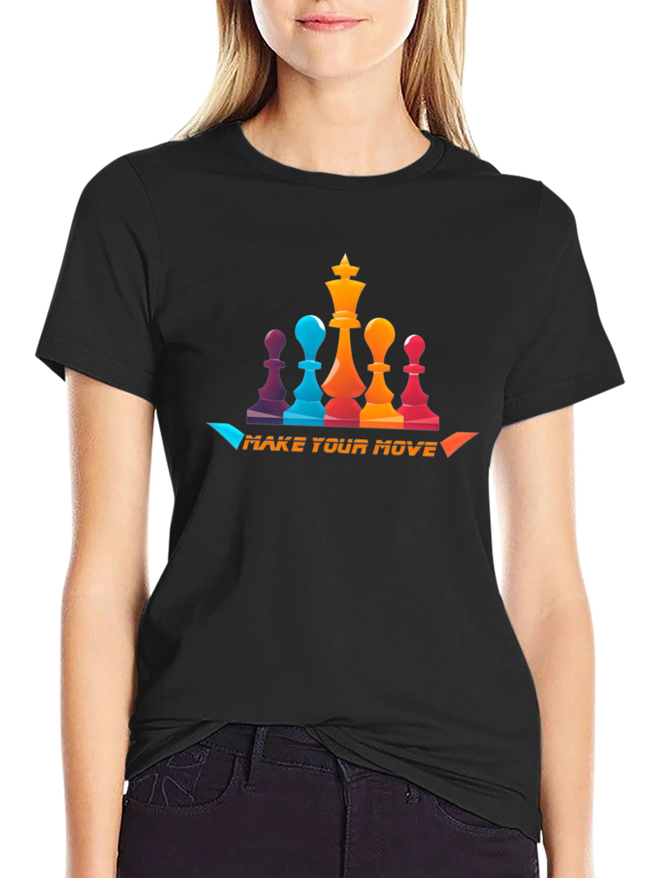 Black Make Your Move Chess Graphic T-Shirt view 2