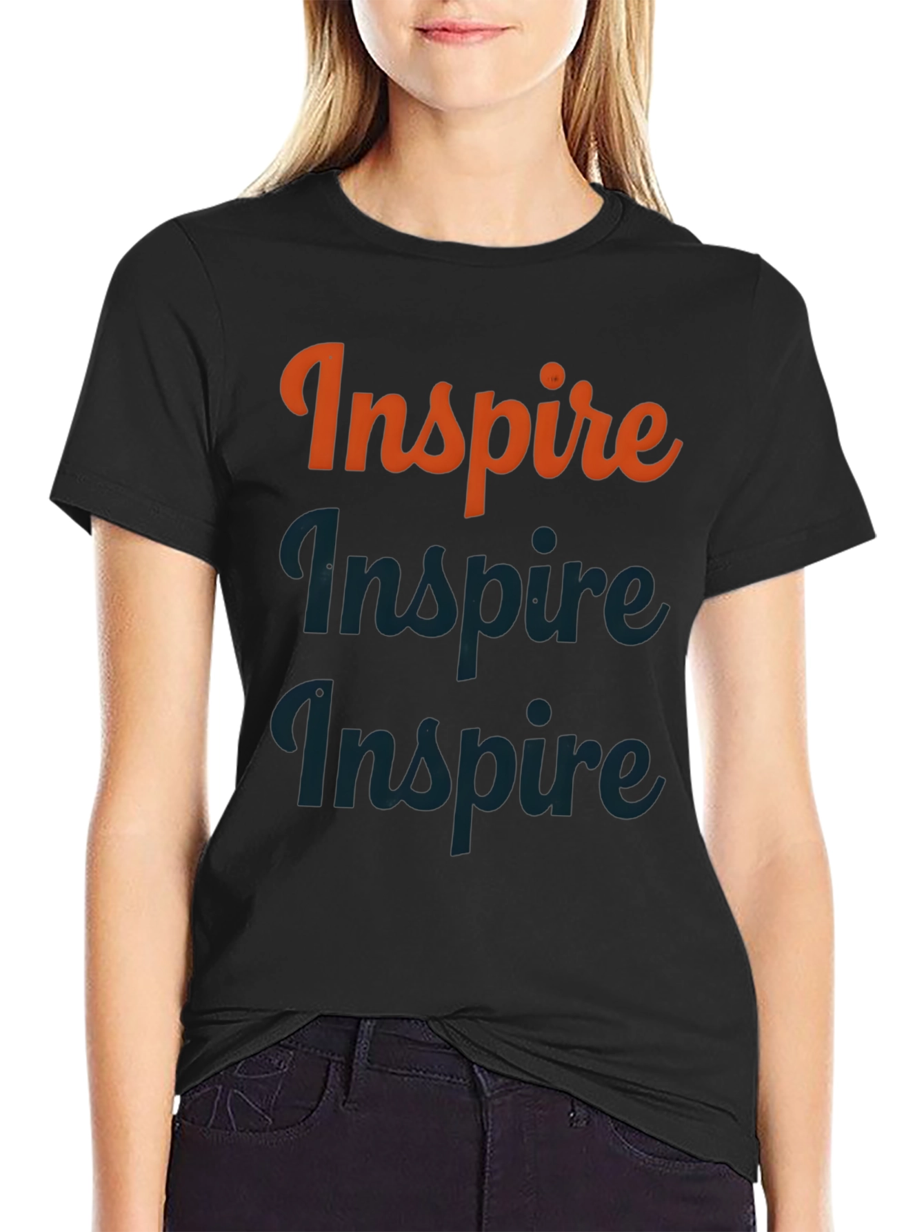 Black Inspire Graphic Print T-Shirt view 2
