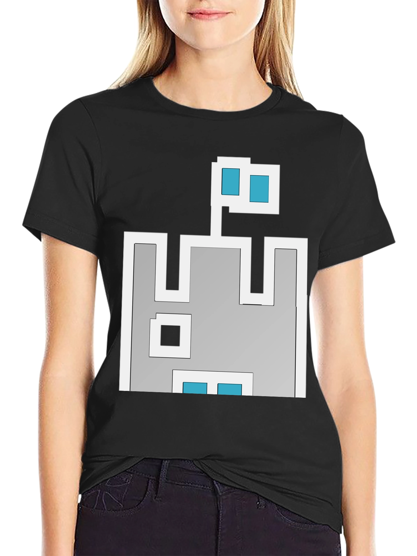 Black Retro Pixel Castle T-Shirt - Black view 2