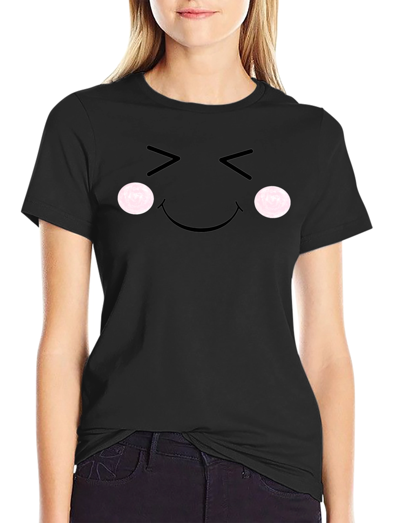 Black Kawaii Emoji Tee - Express Your Happy Side! view 2