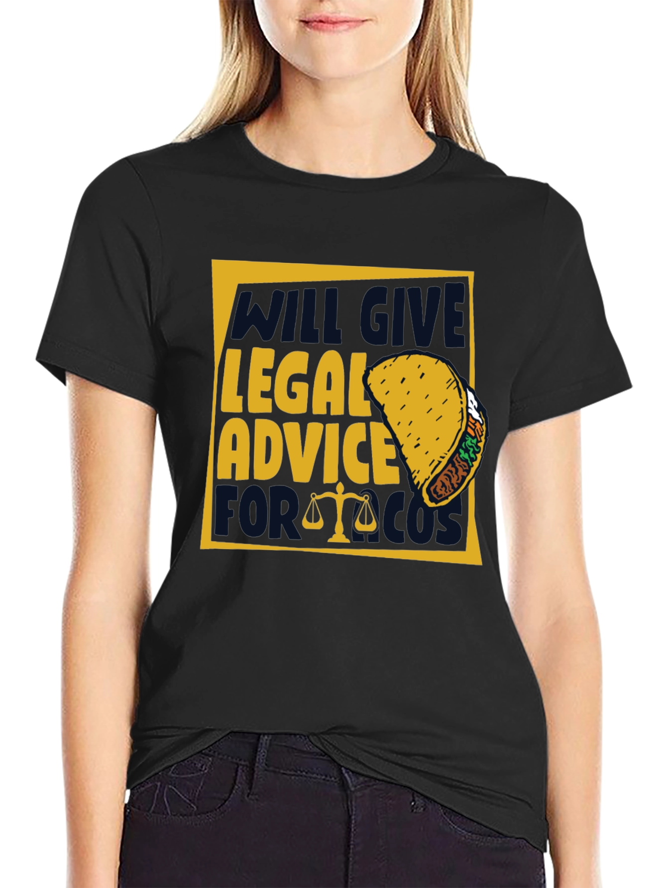 Black Legal Advice for Taco Funny T-Shirt view 2