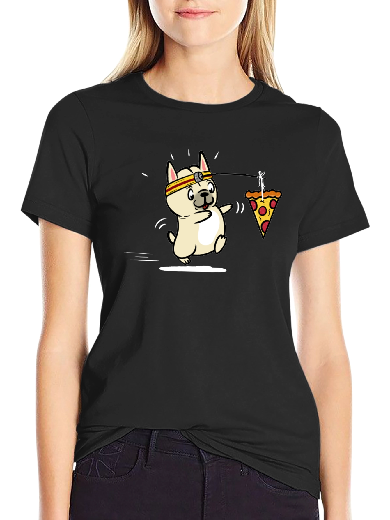 Black Dog Pizza Funny Graphic T-Shirt view 2