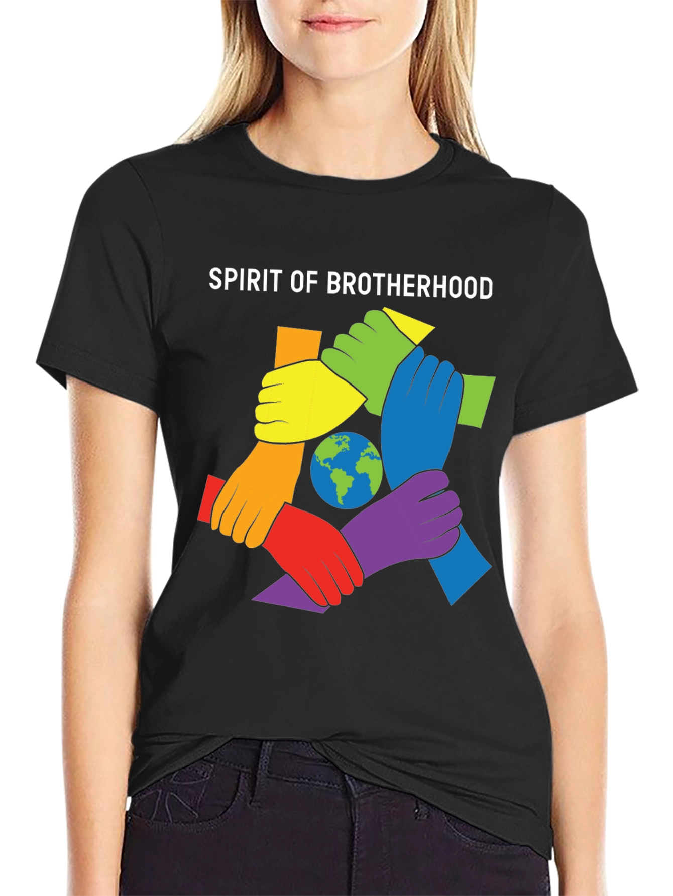 Black Spirit of Brotherhood Graphic T-Shirt view 2