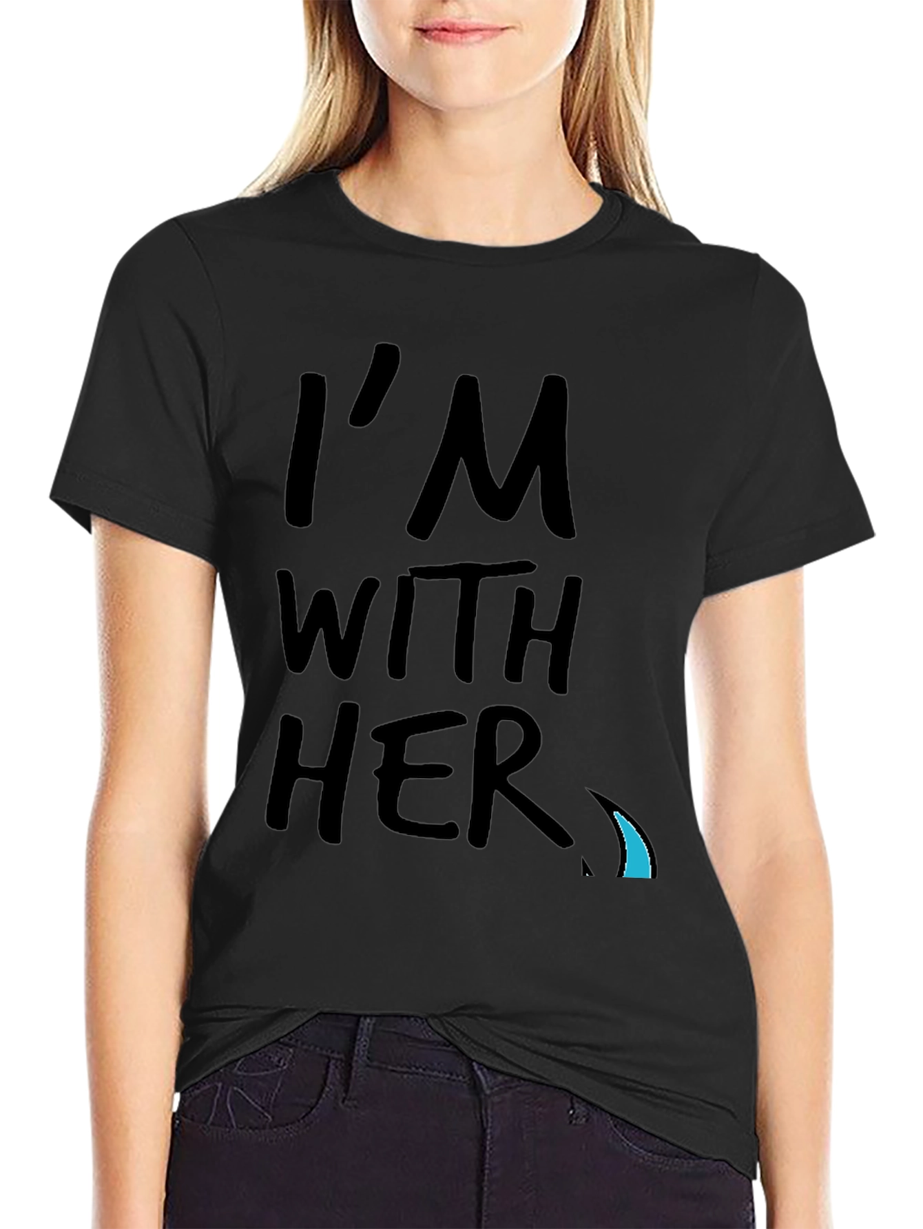 Black I'm With Her Graphic Tee - Black Crew Neck view 2