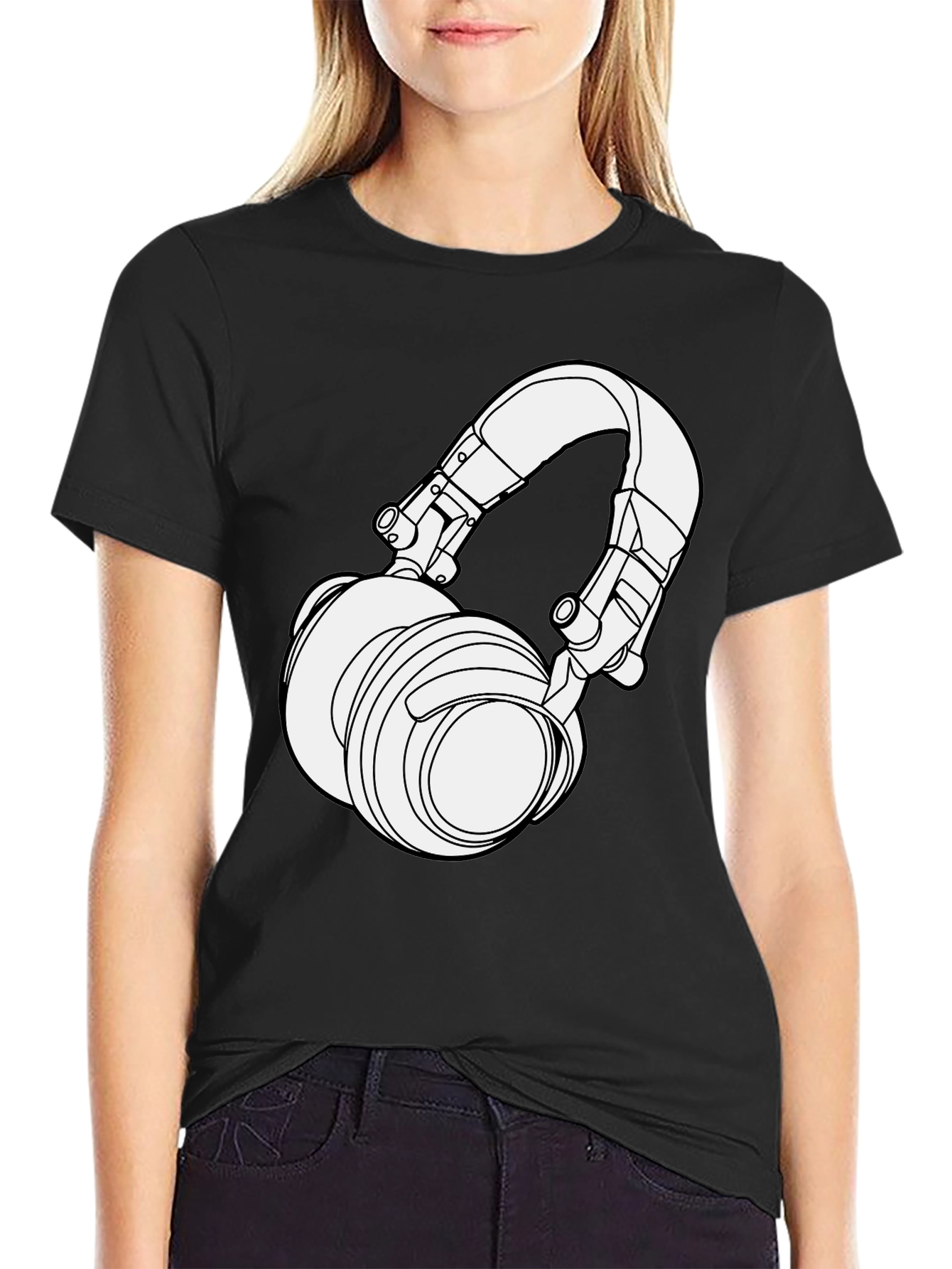 Black Headphone Graphic T-Shirt - Stylish Music Lover Tee view 2