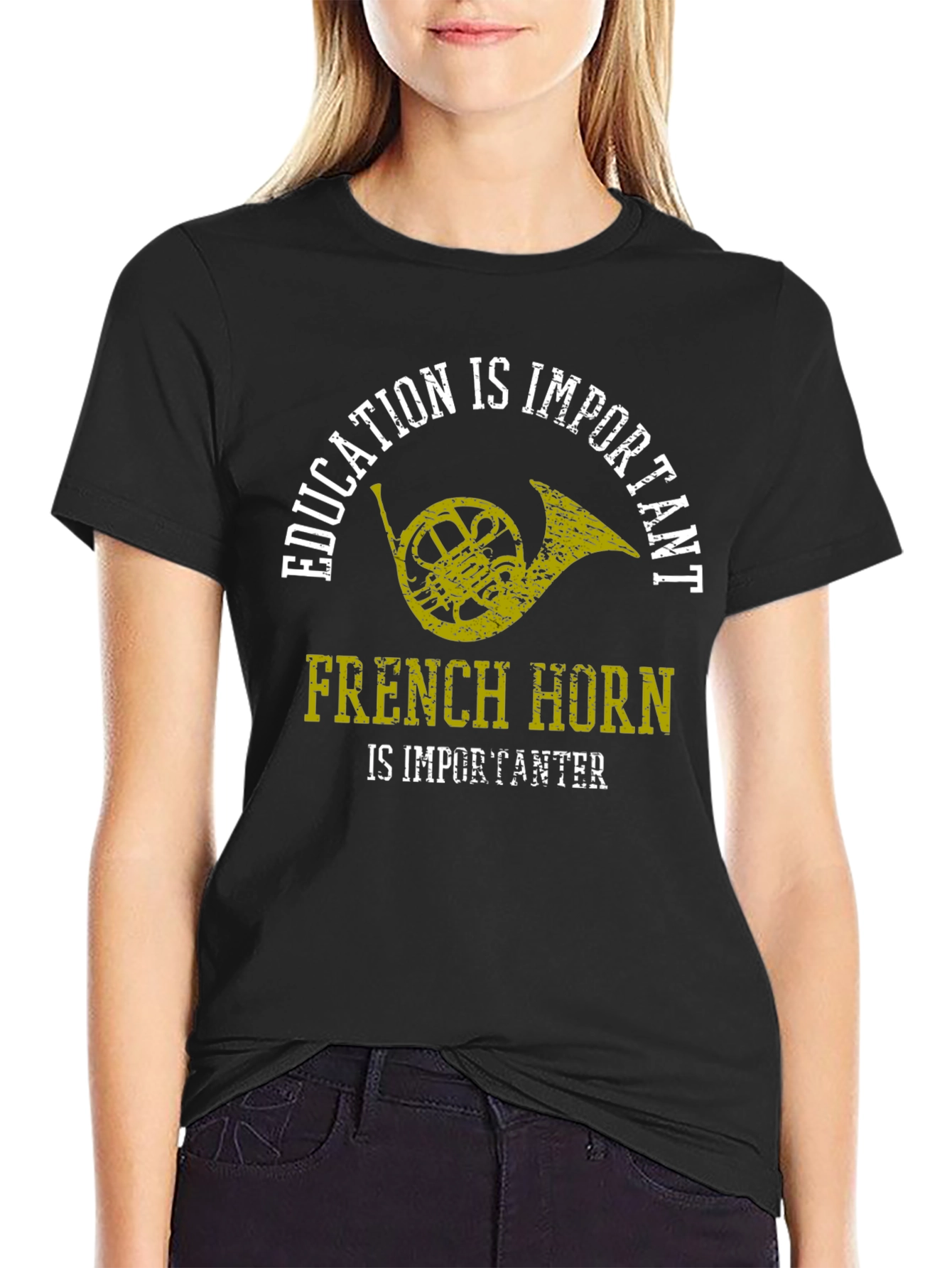 Black French Horn is Importanter Graphic T-Shirt view 2