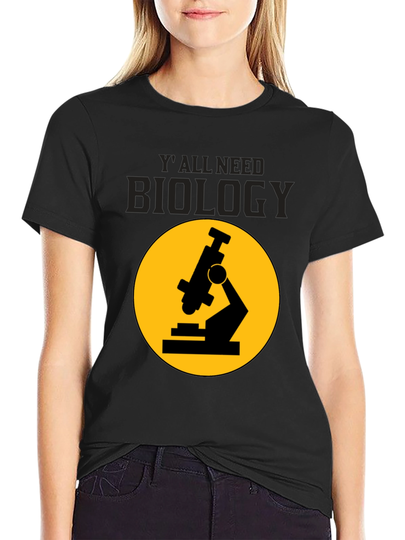 Black Biology T-Shirt: 'Y'all Need Biology' Microscope Tee view 2