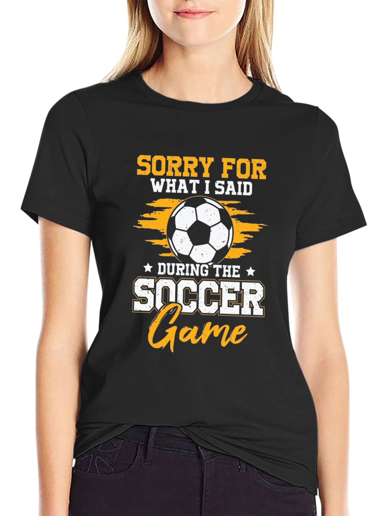 Black Funny Soccer Game Apology T-Shirt view 2