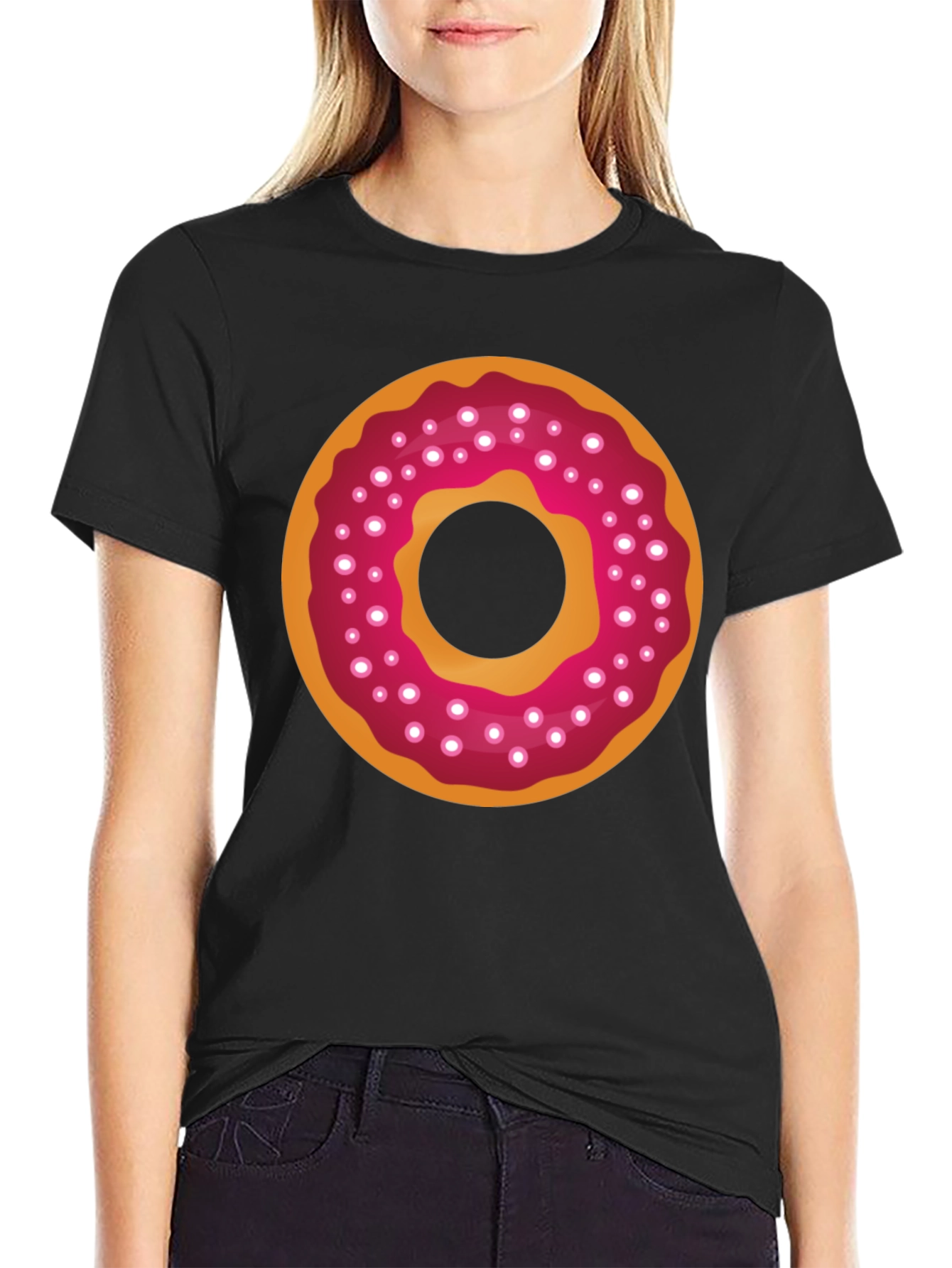 Black Donut Graphic Tee - Sweet & Stylish Casual Wear view 2