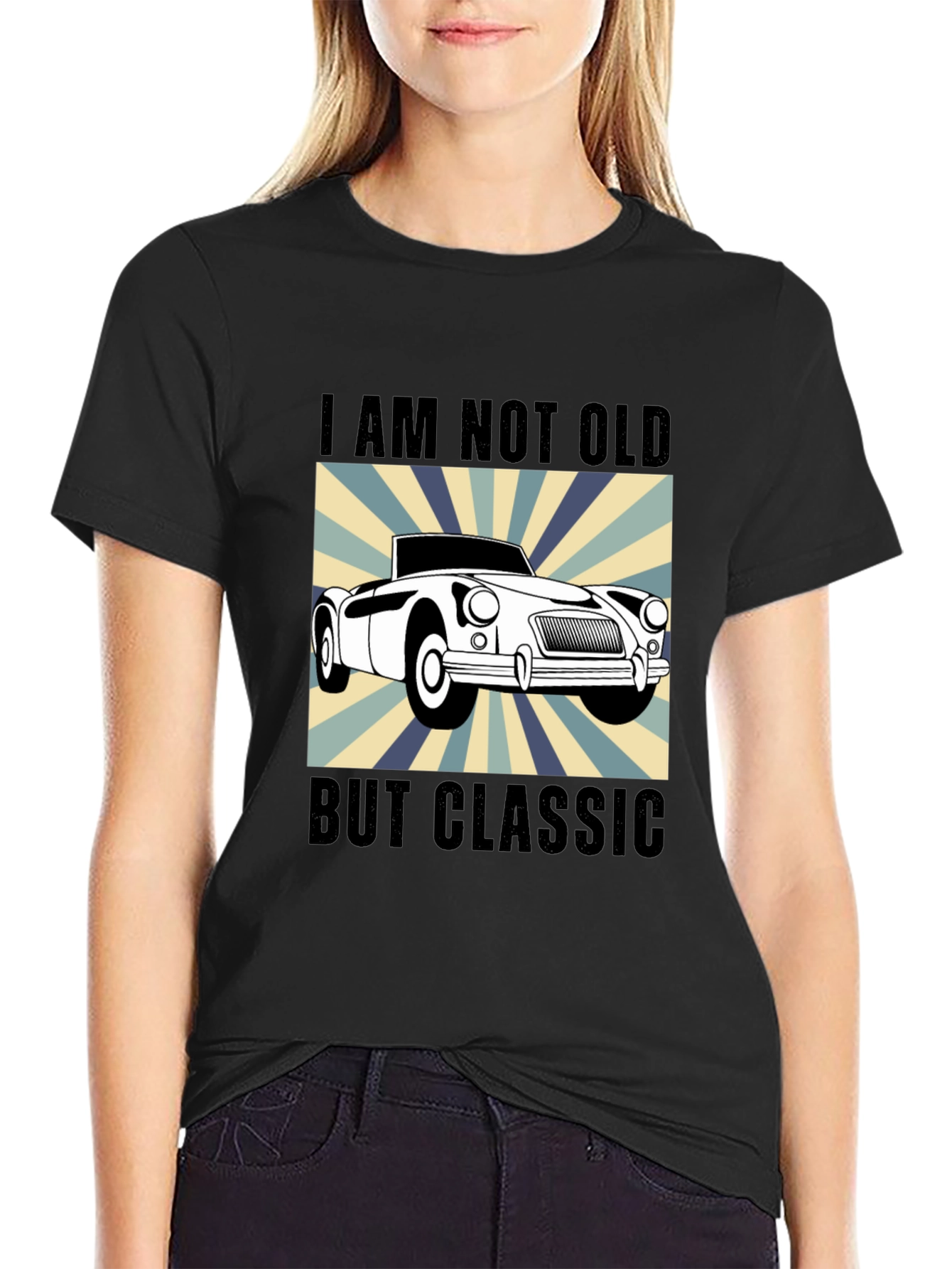 Black Classic Car T-Shirt - I Am Not Old But Classic view 2