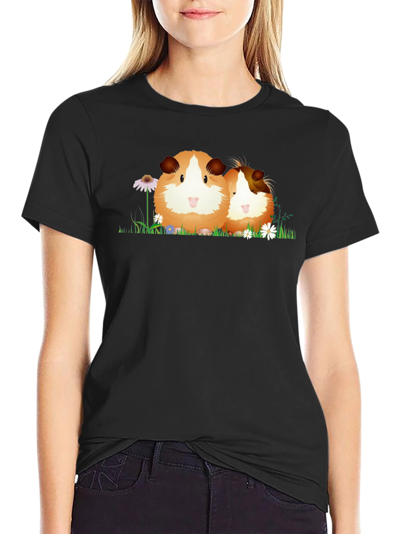 Black Guinea Pig Graphic Tee - Cute Animal Lover Shirt view 2