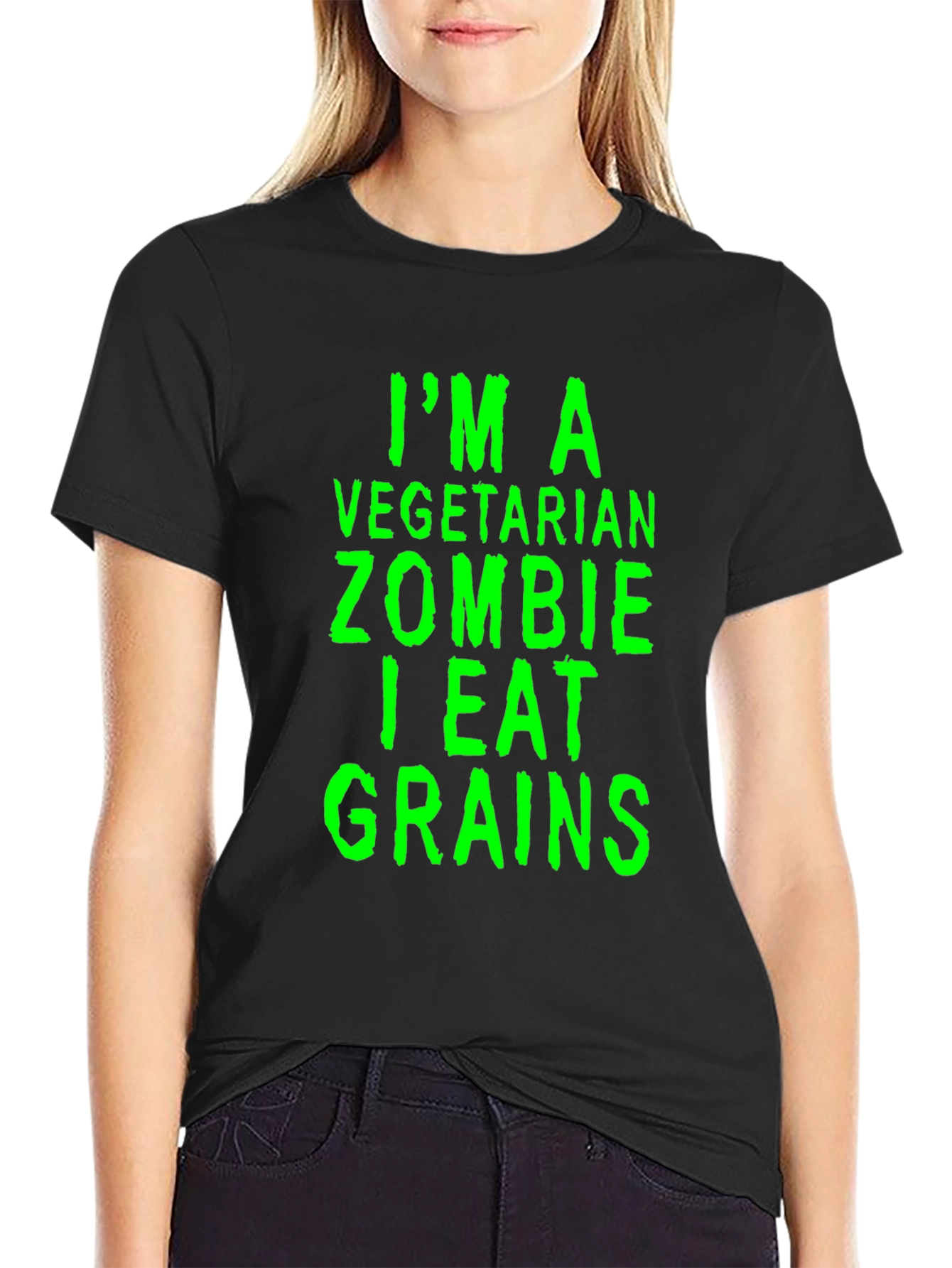 Black Vegetarian Zombie Grain Eater Graphic Tee view 2