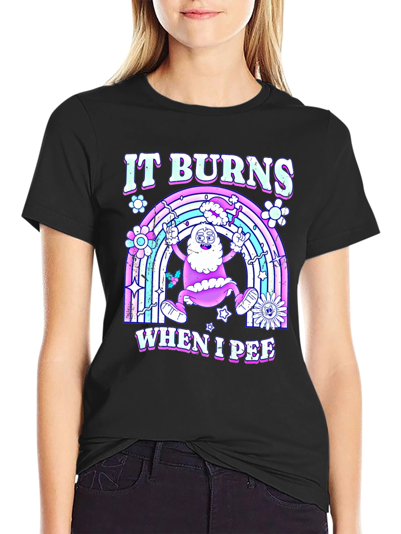 Black It Burns When I Pee T-Shirt view 2