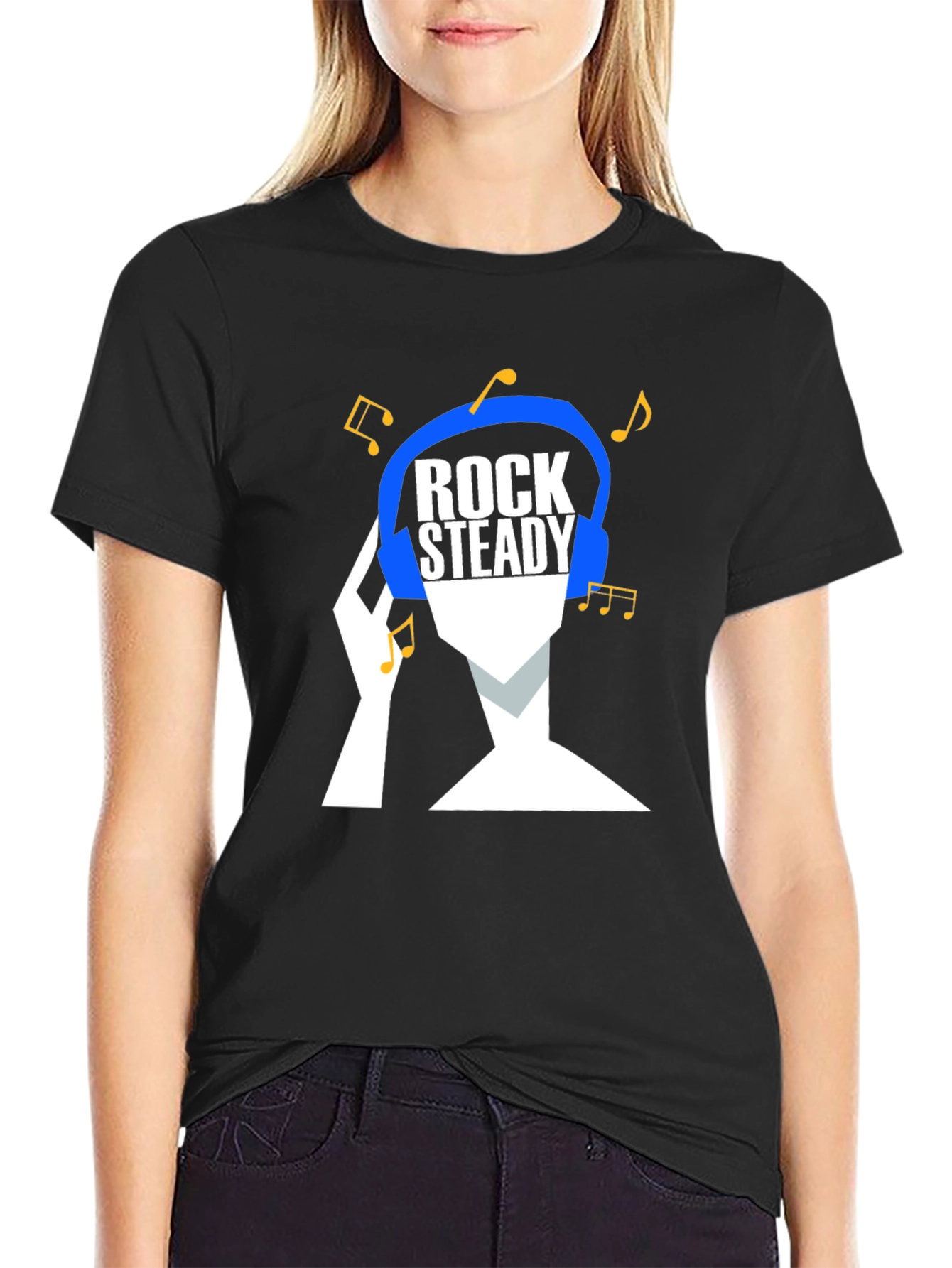 Black Rock Steady Music T-Shirt - Cool Graphic Tee view 2