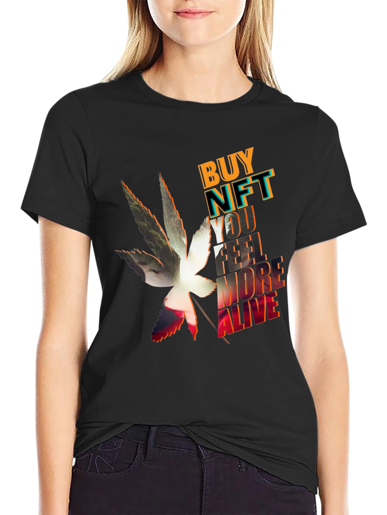 Black Buy NFT Feel More Alive Graphic Tee view 2