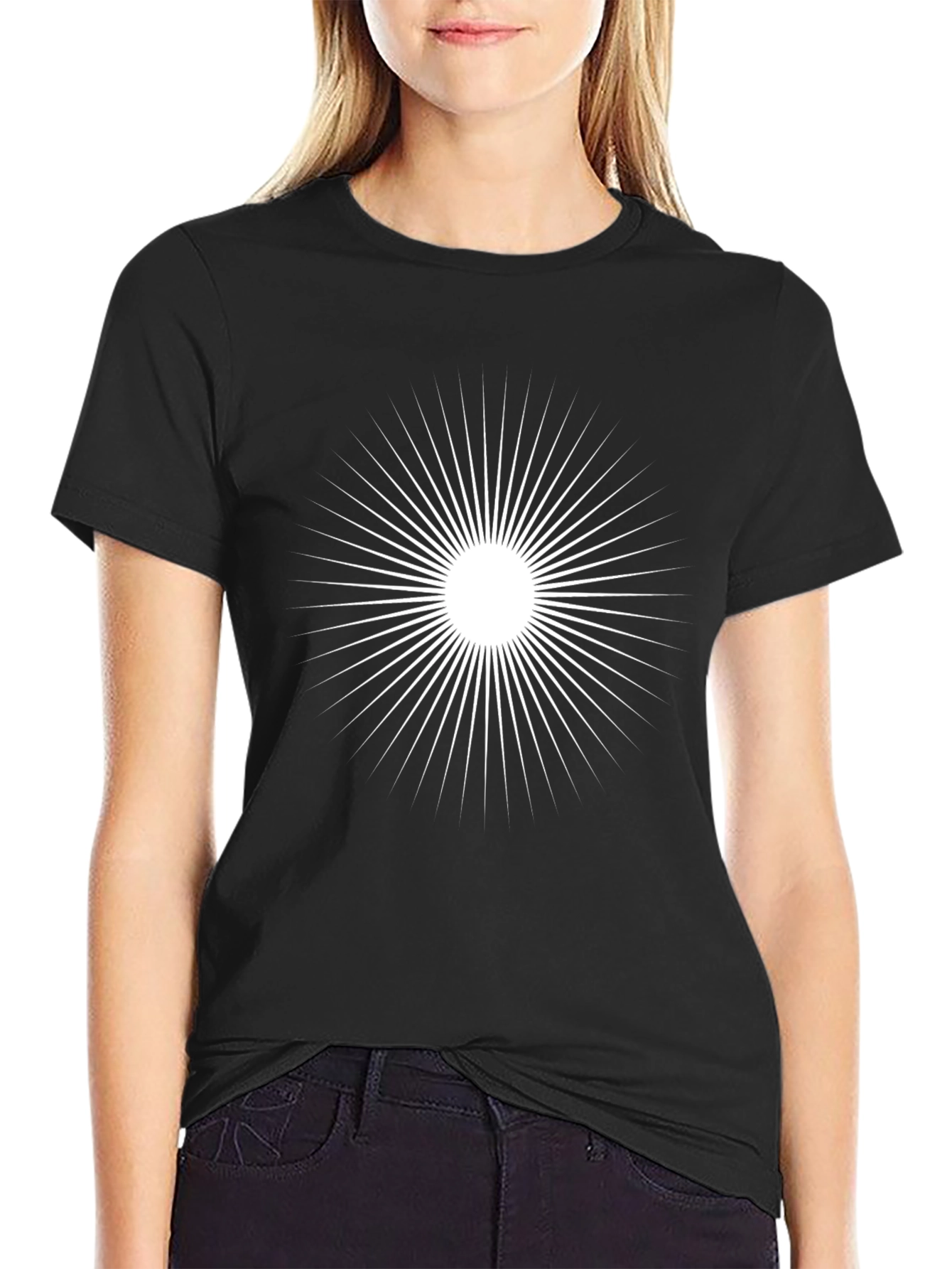 Black Starburst Graphic Tee - Black Cotton Blend Shirt view 2