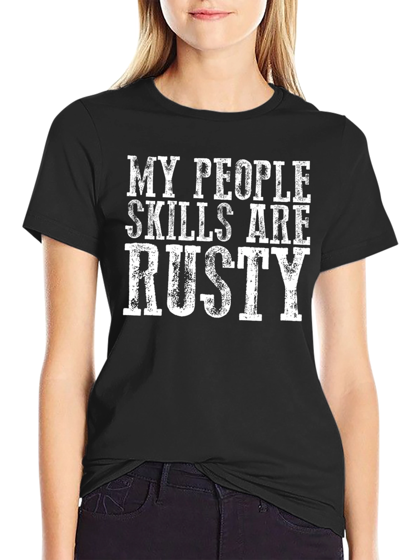 Black Funny 'My People Skills Are Rusty' Graphic T-Shirt view 2