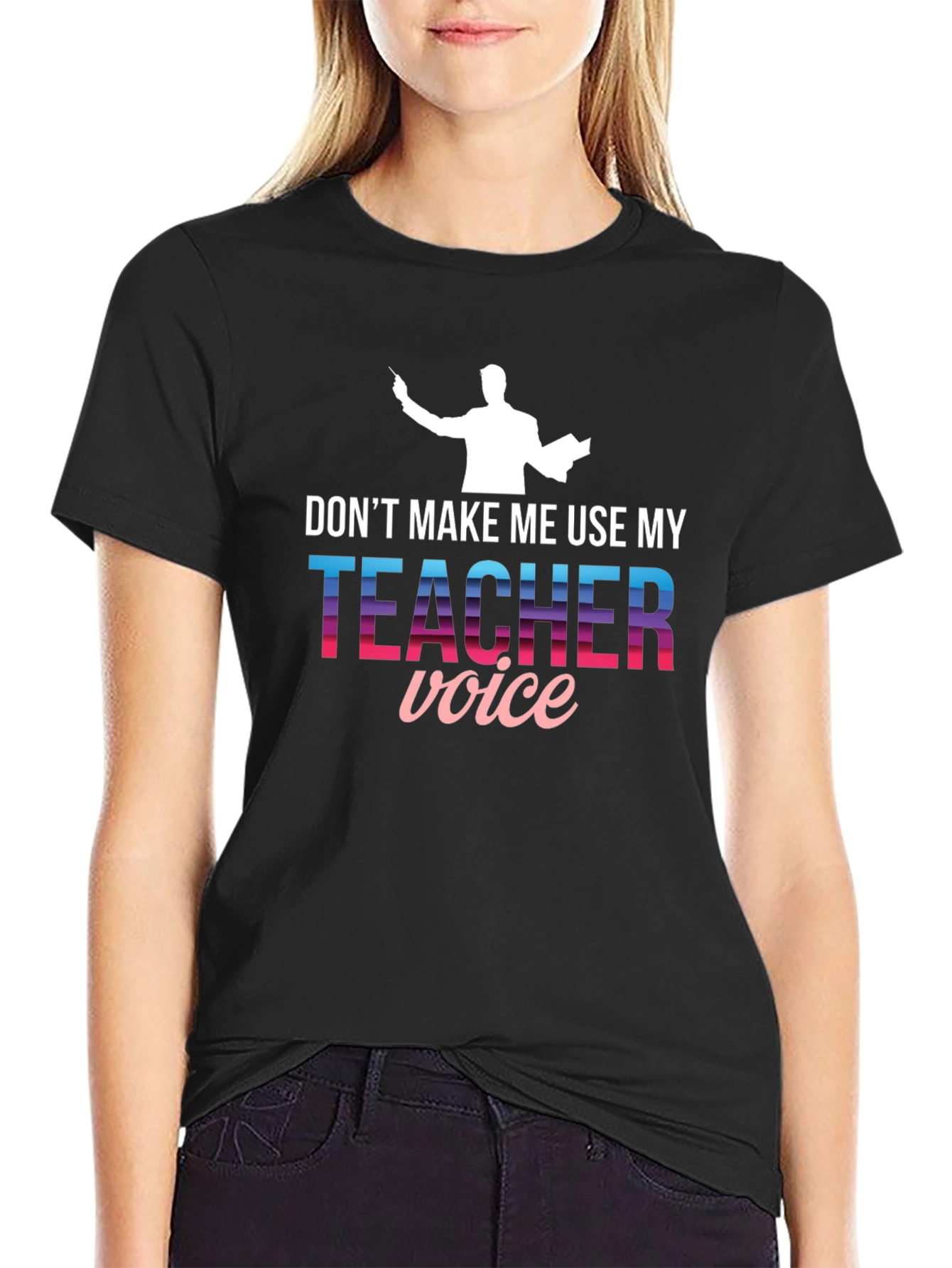 Black Teacher Voice Graphic Tee - Funny Teacher Shirt view 2