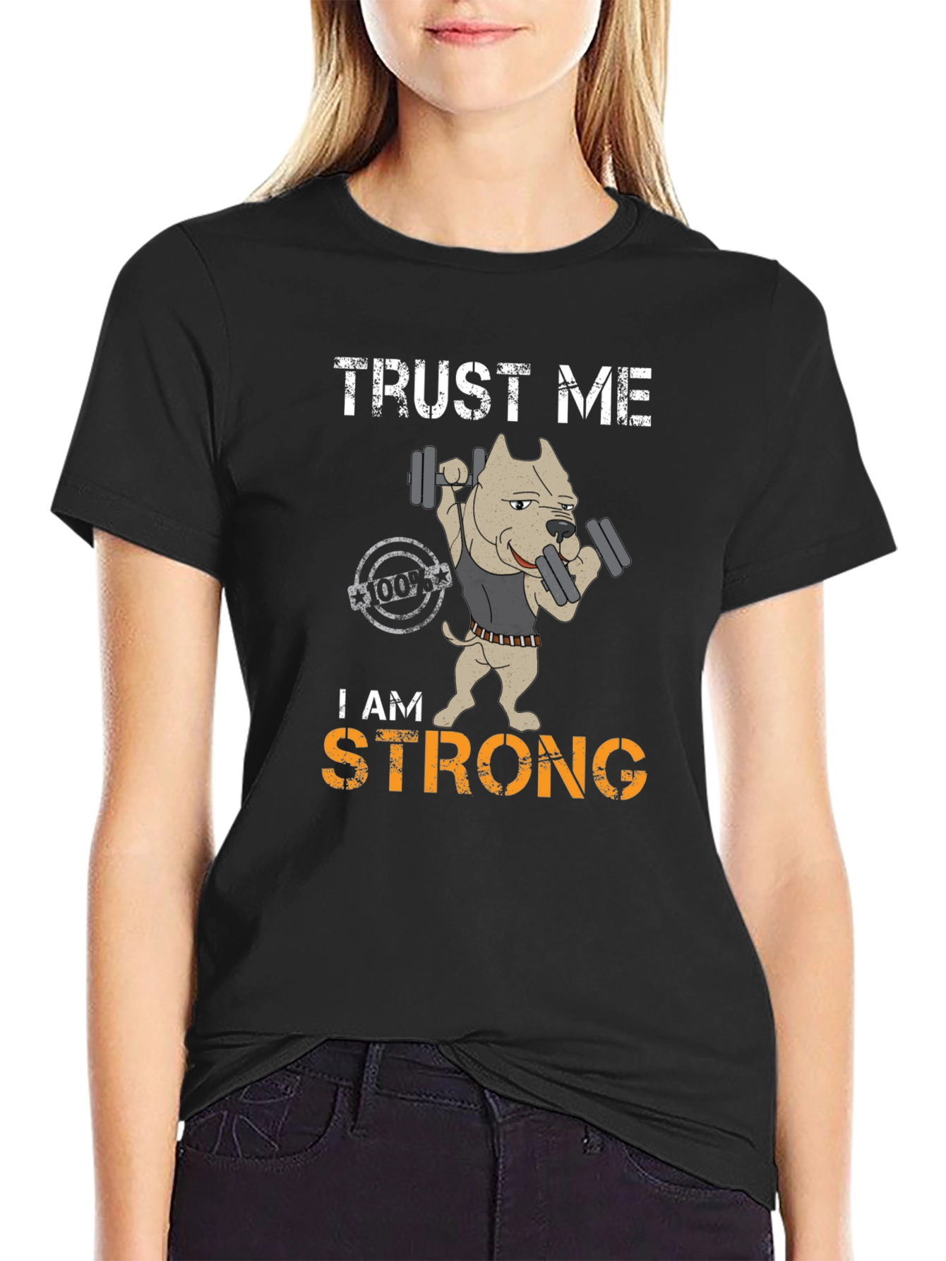 Black Trust Me I am Strong Graphic T-Shirt view 2