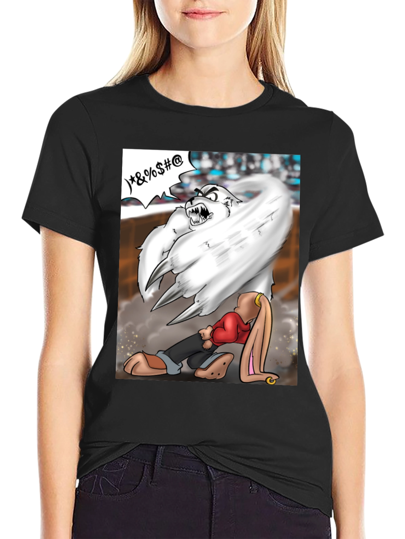 Black Cartoon Graphic T-Shirt view 2