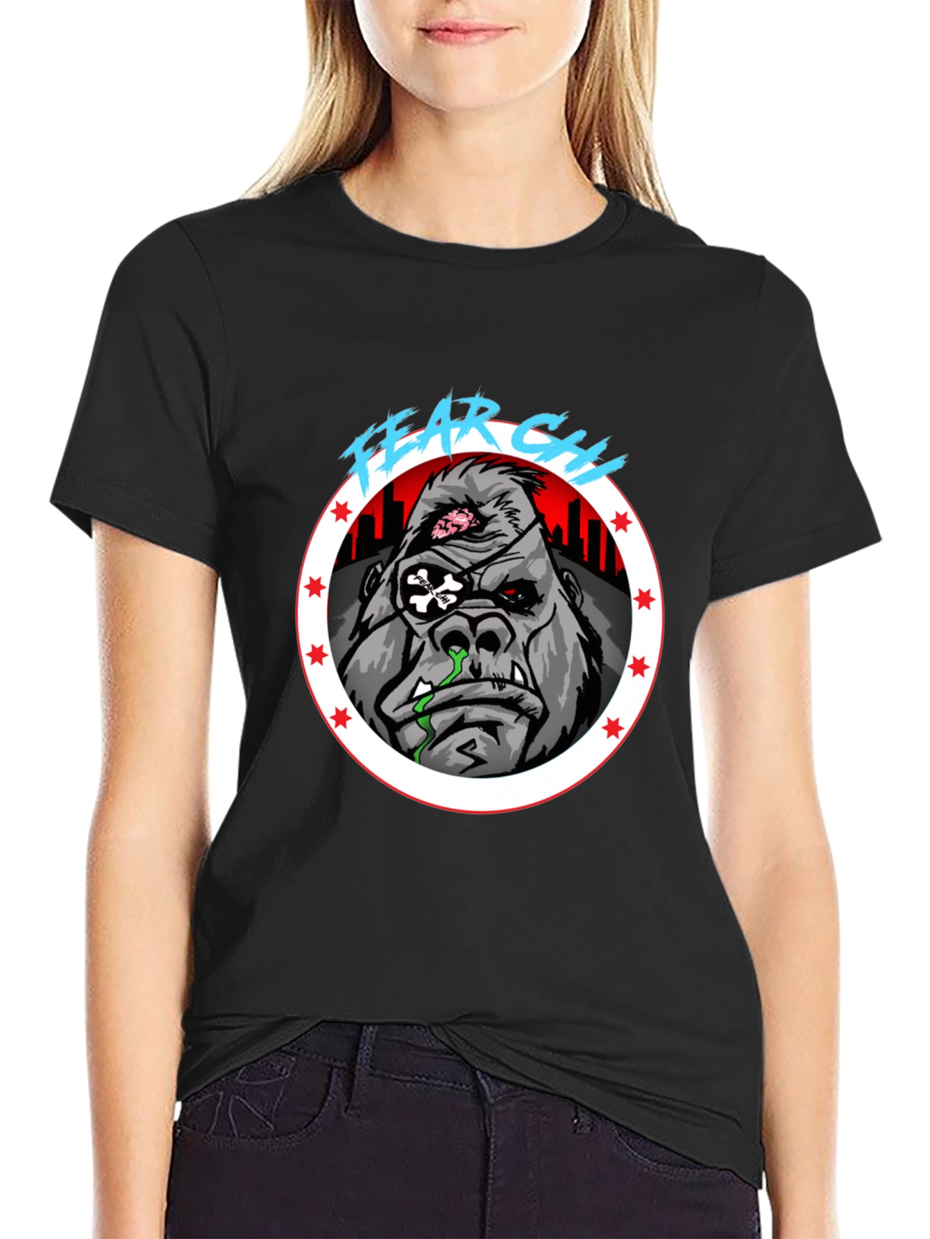 Black Fear City Gorilla Graphic Tee view 2