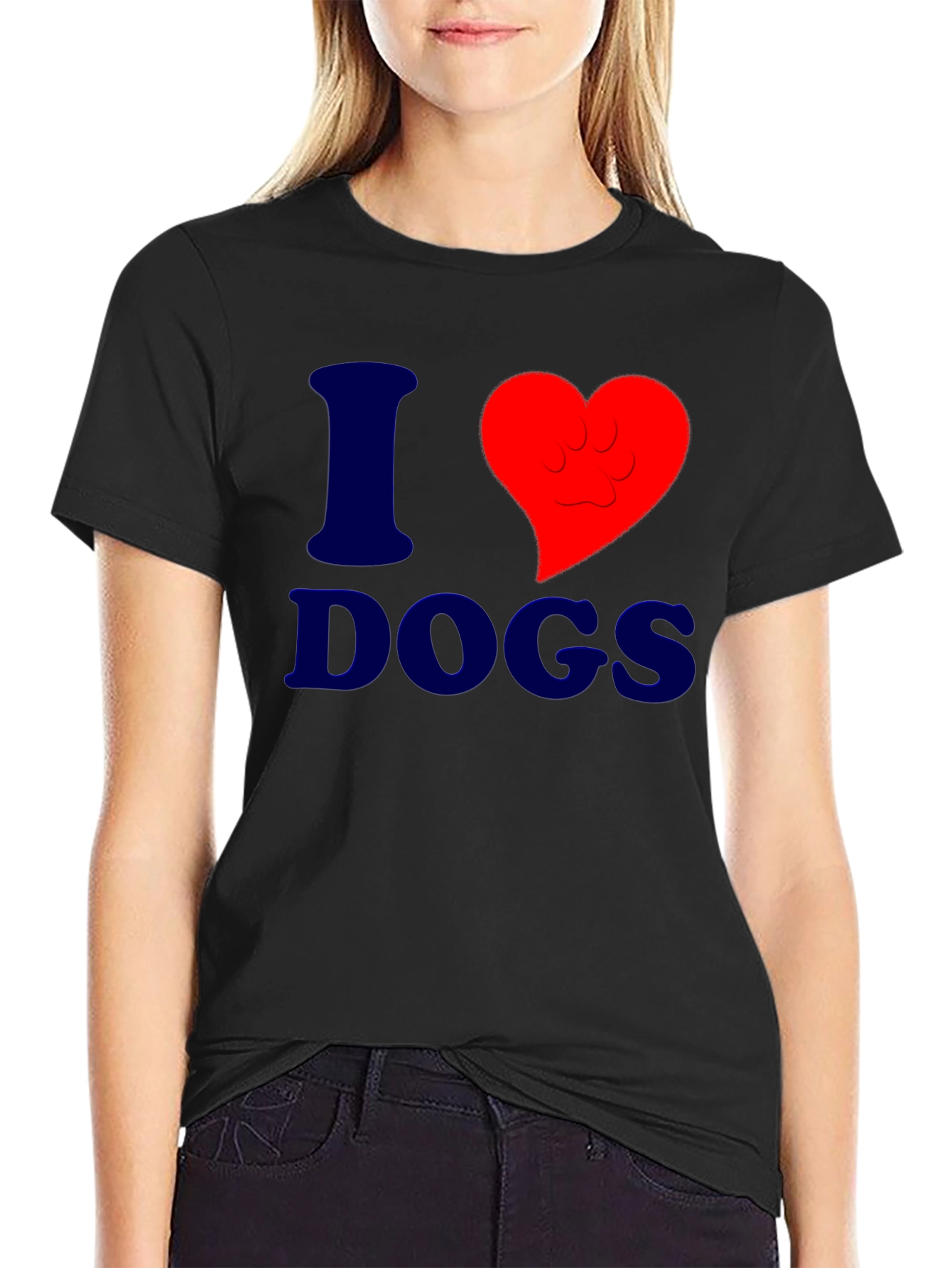 Black I Heart Dogs Graphic Tee - Stylish & Comfortable view 2