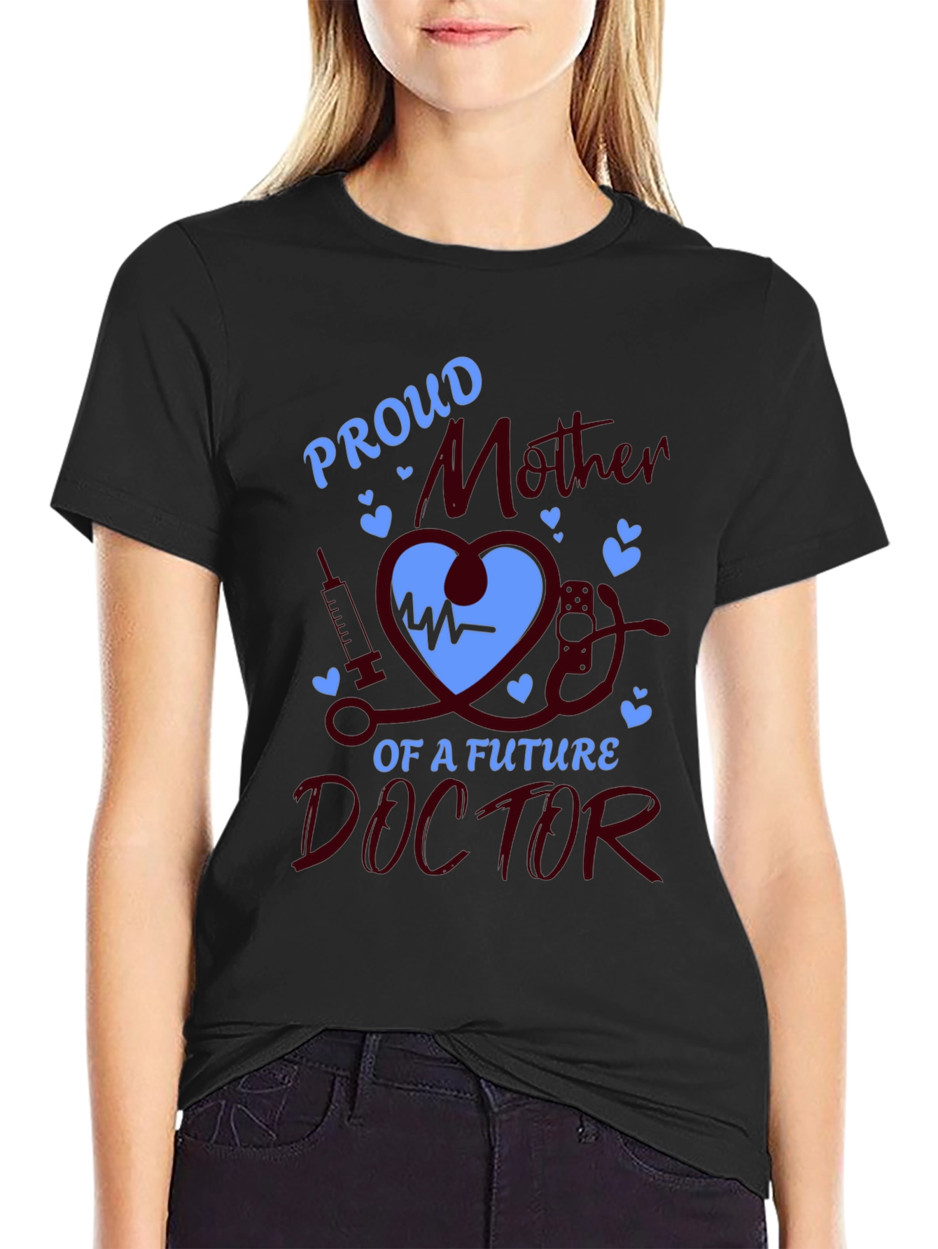 Black Proud Mother of Future Doctor T-Shirt view 2