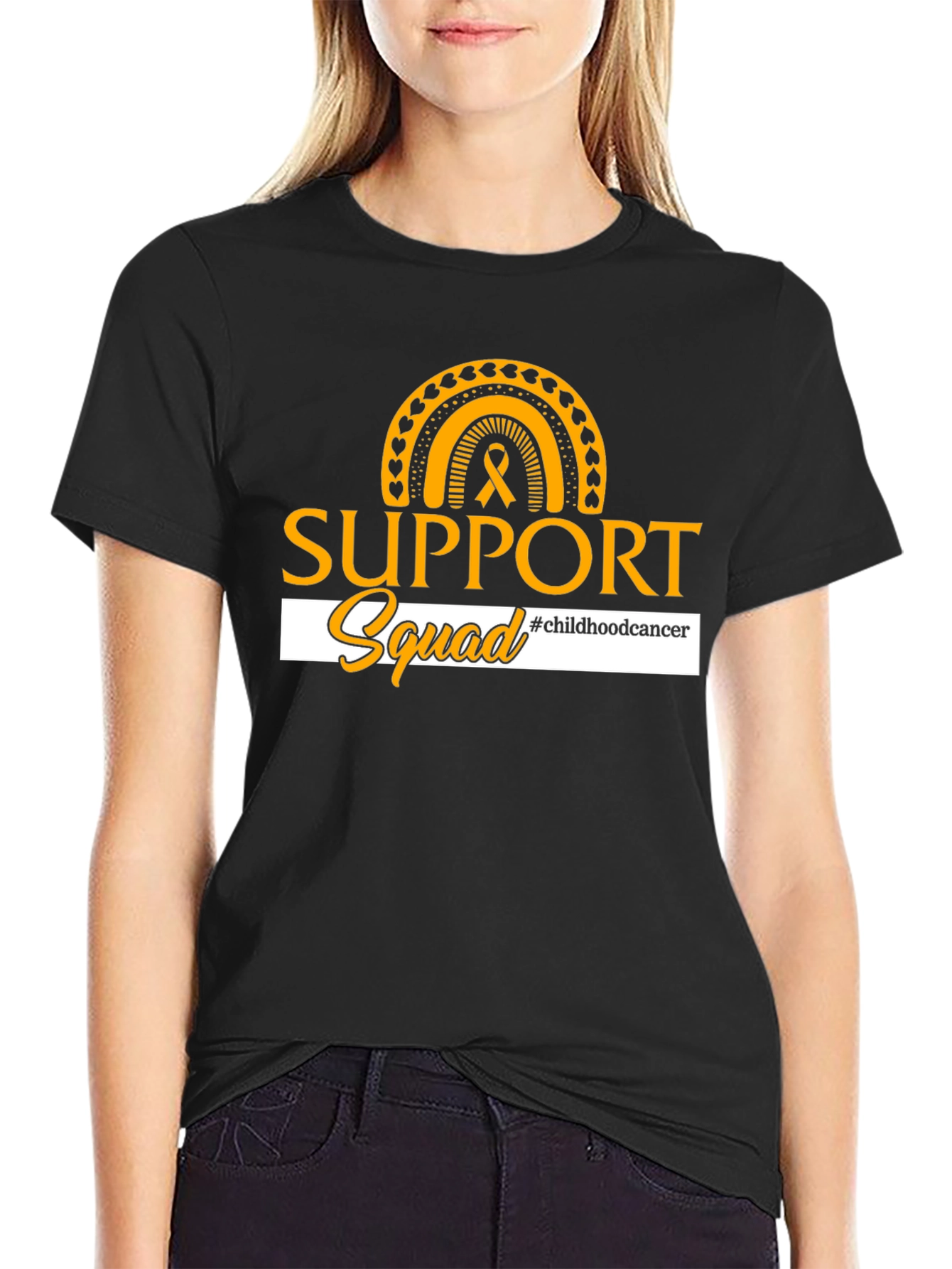 Childhood Cancer Awareness Support Squad Black T-Shirt - 2