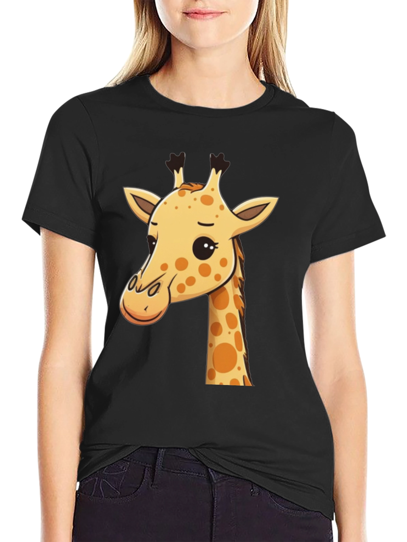 Black Giraffe Graphic Tee - Men's Black Crew Neck view 2