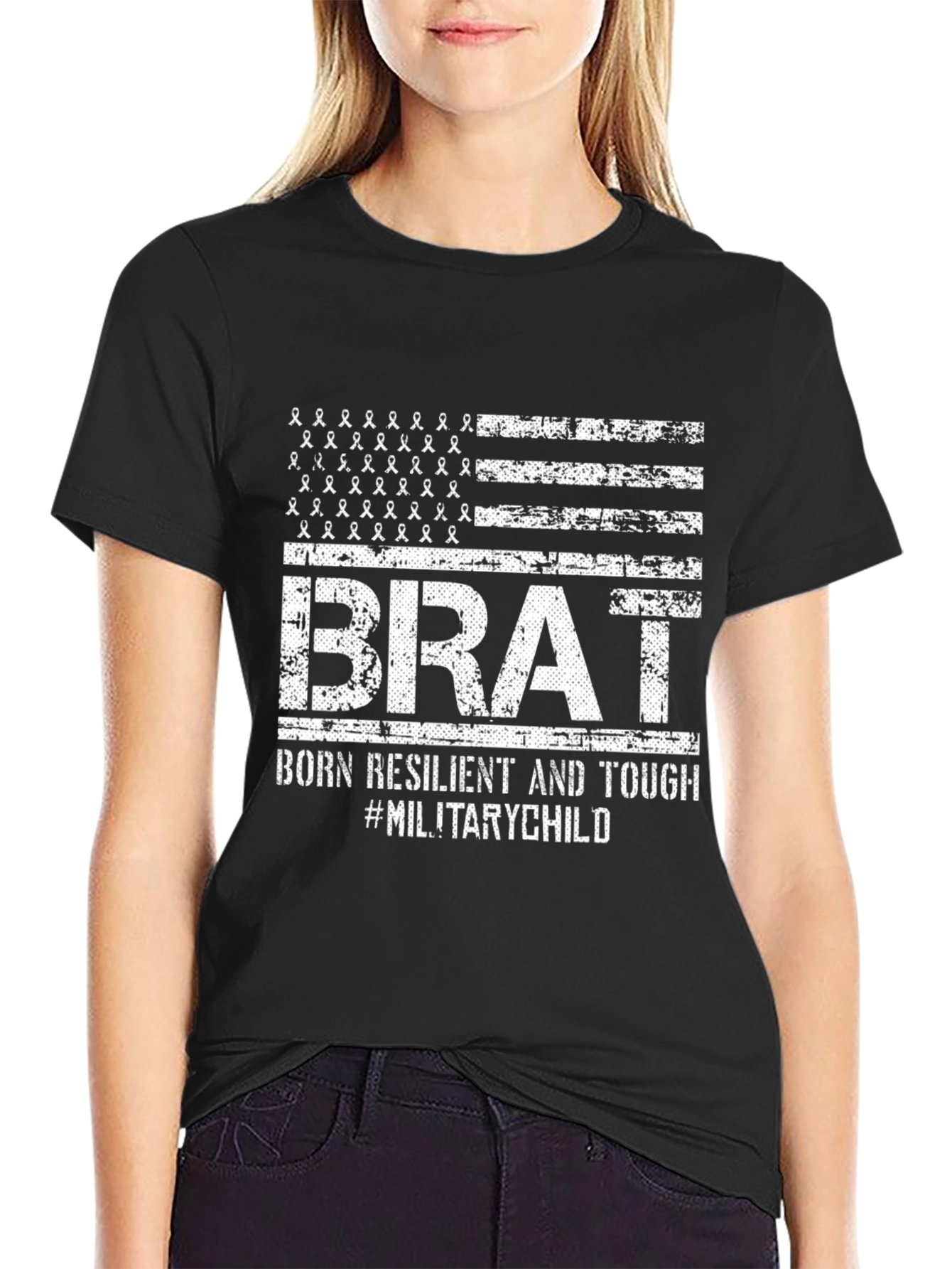 Black Military Brat T-Shirt - Born Resilient & Tough view 2