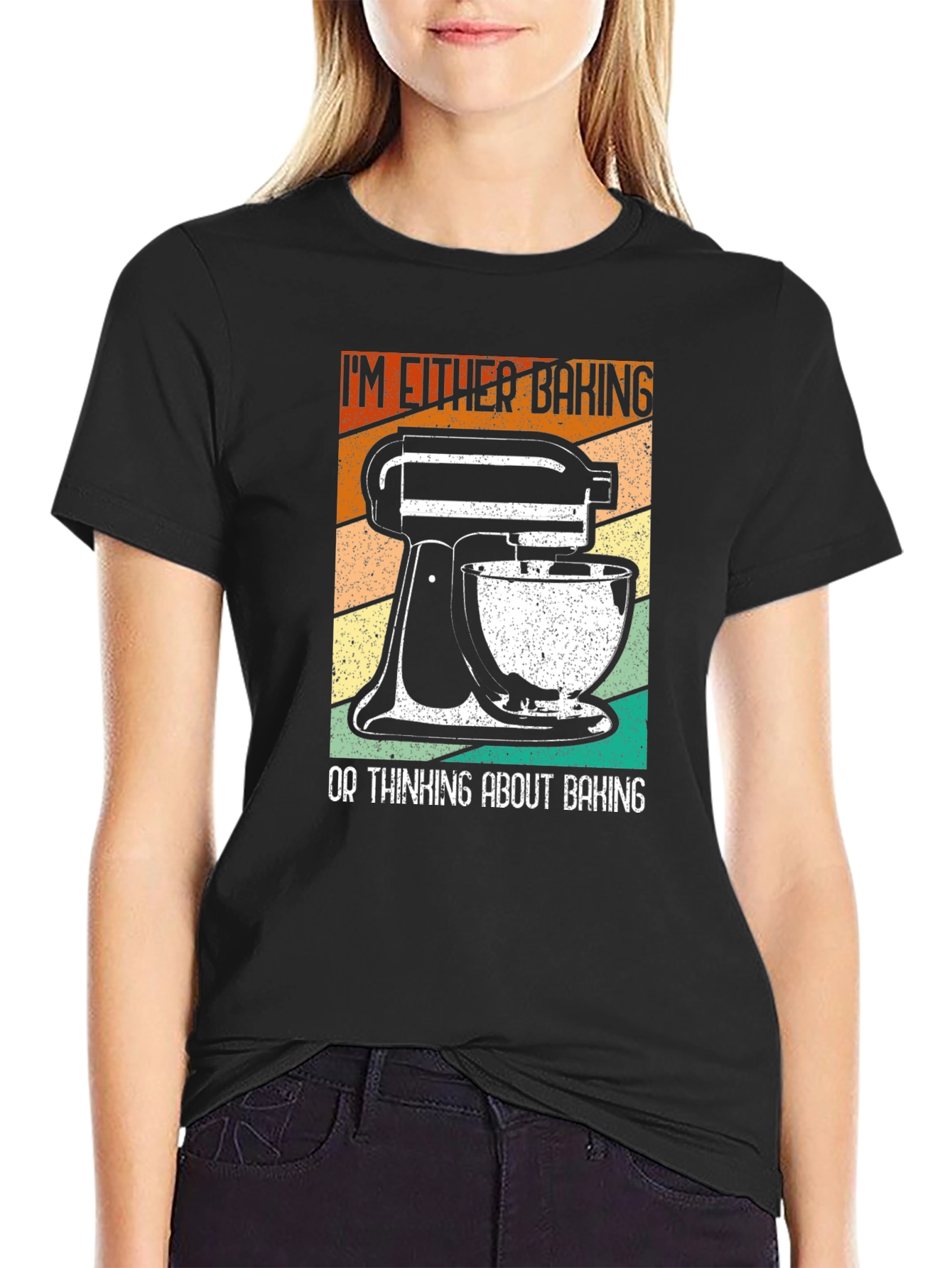 Black Baking Enthusiast T-Shirt: "I'm Either Baking..." view 2