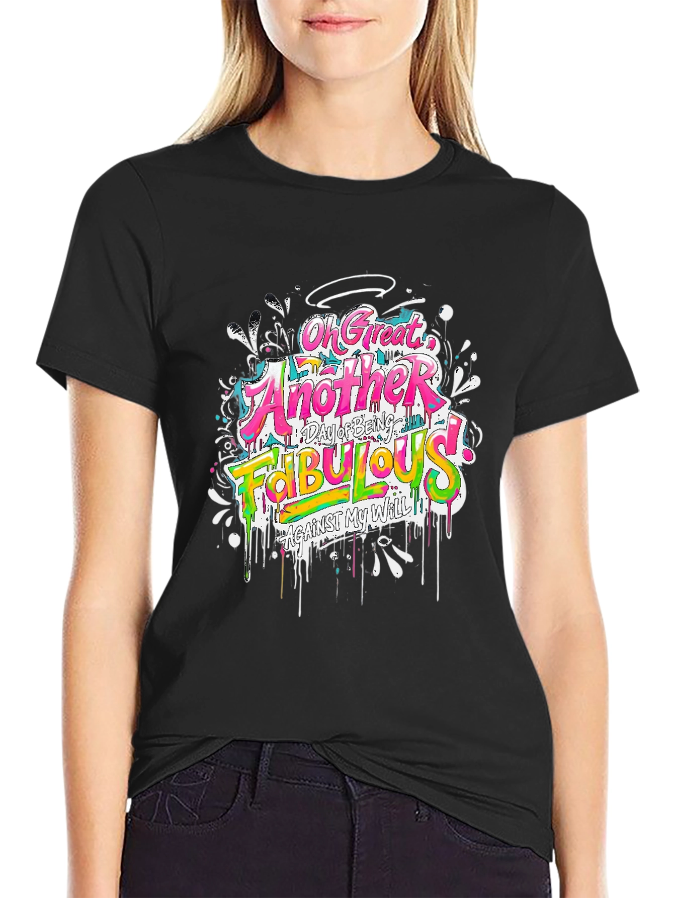 Black Funny Fabulous Graphic Tee - Unisex Casual Black T-Shirt view 2