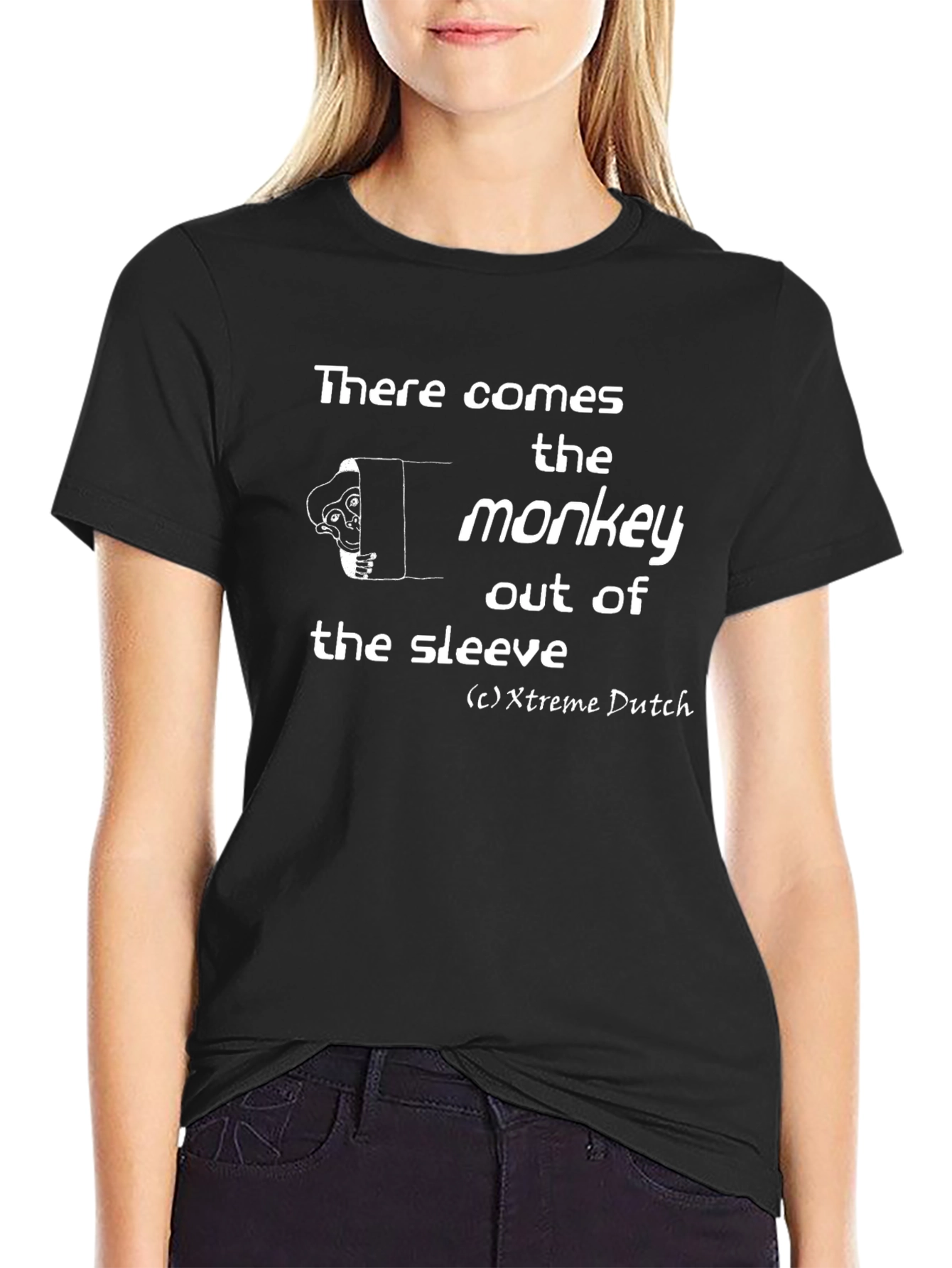 Black Monkey Out of the Sleeve Graphic T-Shirt view 2