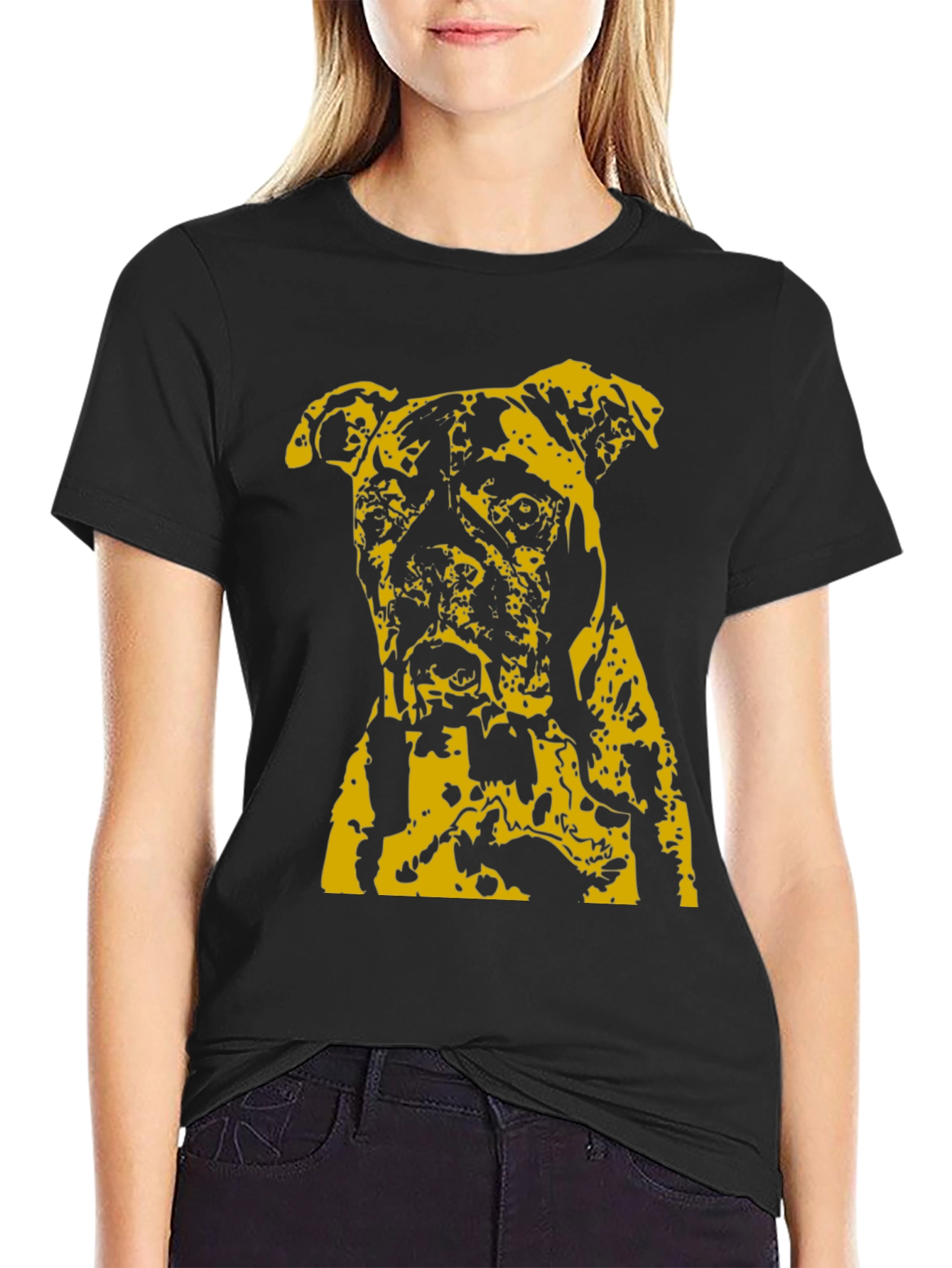 Black Boxer Dog Graphic T-Shirt - Black view 2