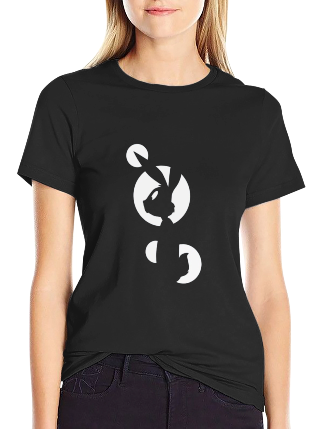 Black Abstract Bunny Graphic Black T-Shirt view 2
