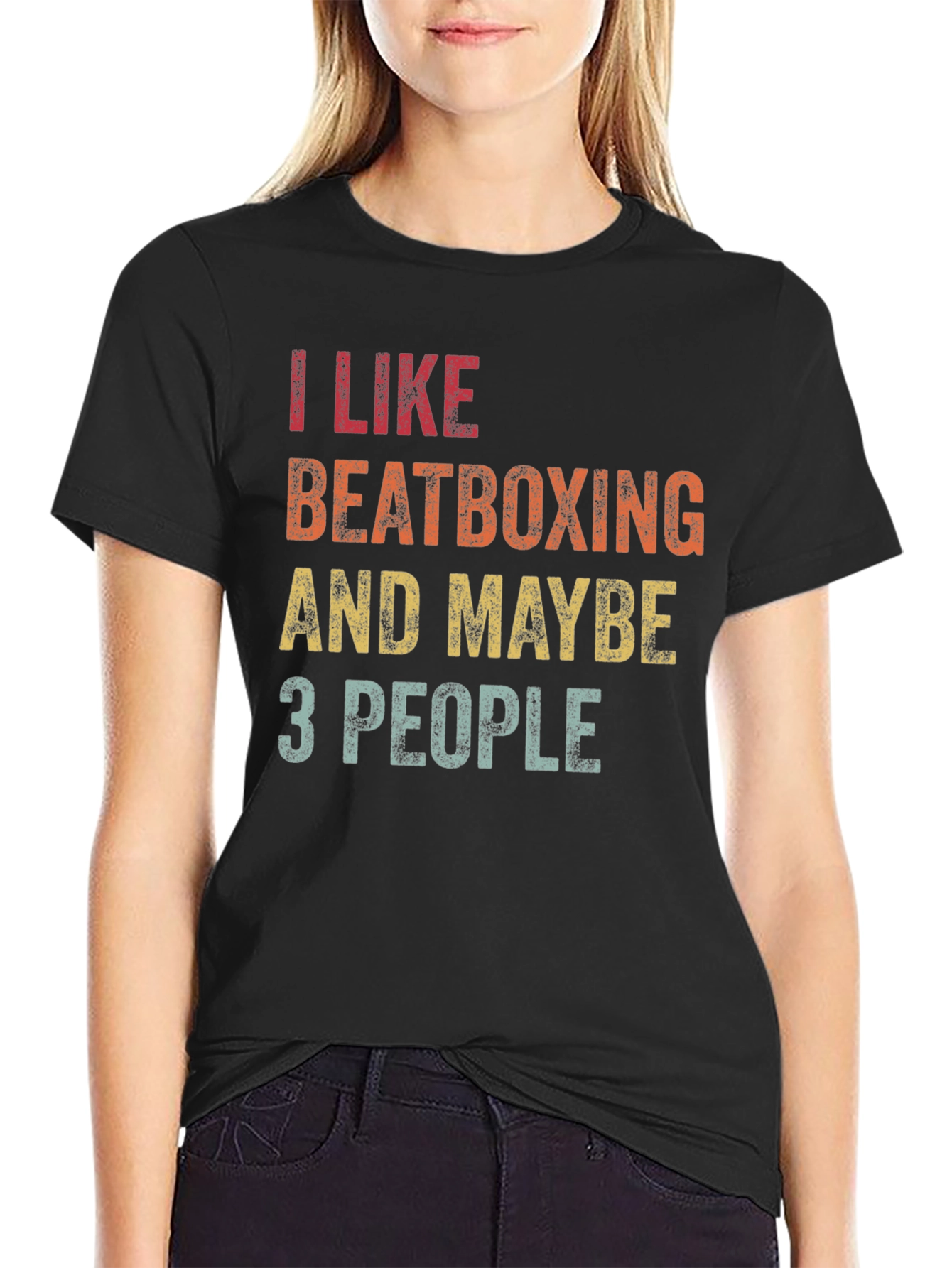 Black I Like Beatboxing Funny Graphic T-Shirt view 2
