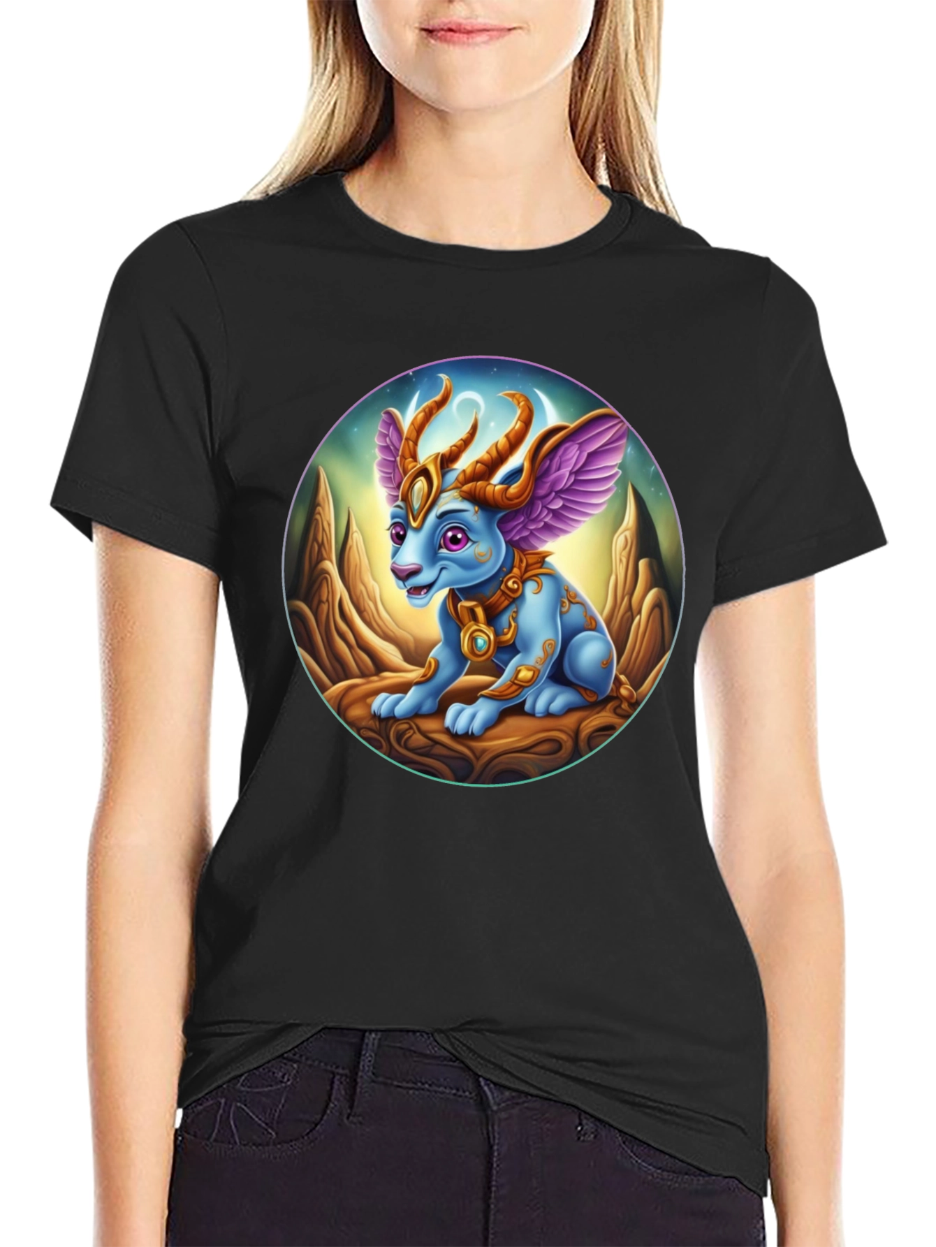 Black Fantasy Dragon T-Shirt - Unique Graphic Tee view 2